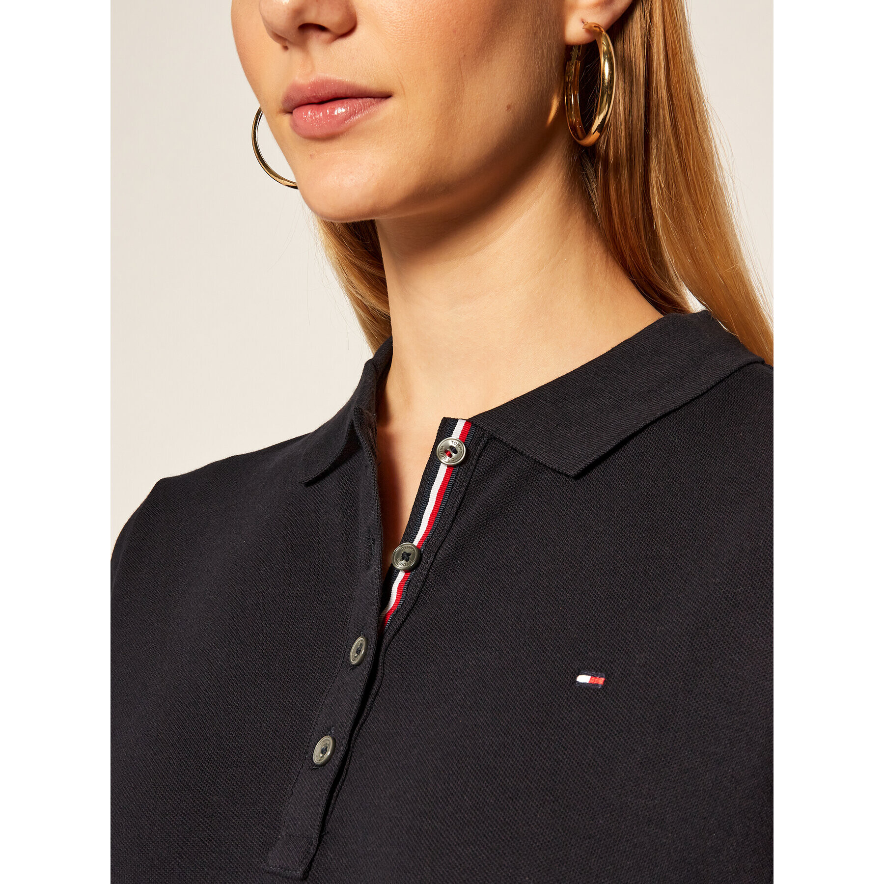 Tommy Hilfiger Тениска с яка и копчета Essential WW0WW28578 Тъмносин Regular Fit - Pepit.bg