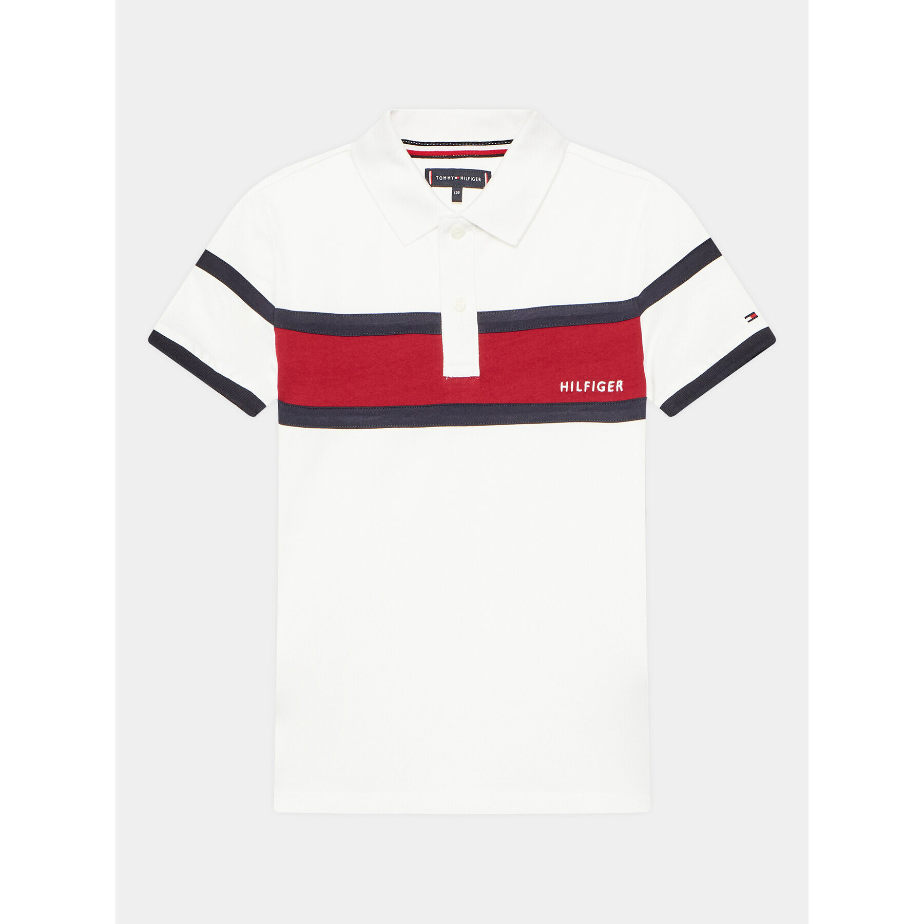 Tommy Hilfiger Тениска с яка и копчета KB0KB08158 Бял Regular Fit - Pepit.bg