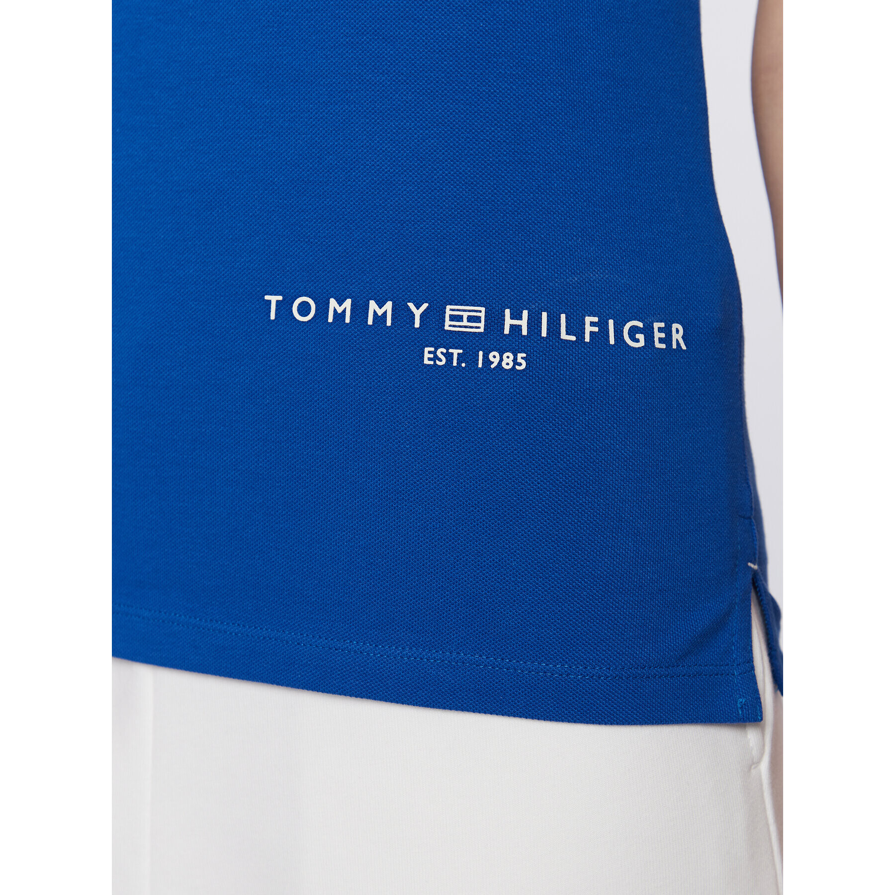 Tommy Hilfiger Тениска с яка и копчета Logo WW0WW37628 Син Slim Fit - Pepit.bg