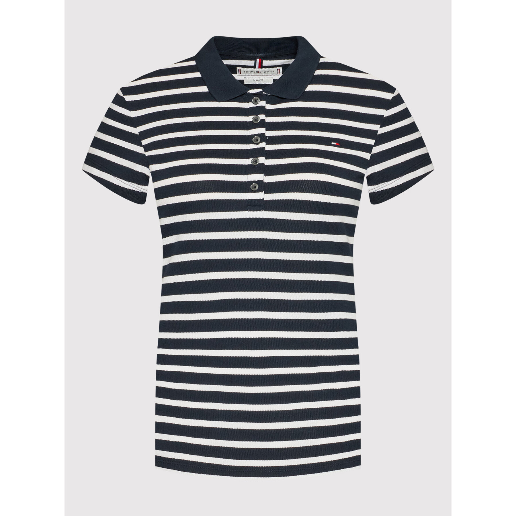 Tommy Hilfiger Тениска с яка и копчета Sleeve WW0WW27151 Тъмносин Slim Fit - Pepit.bg