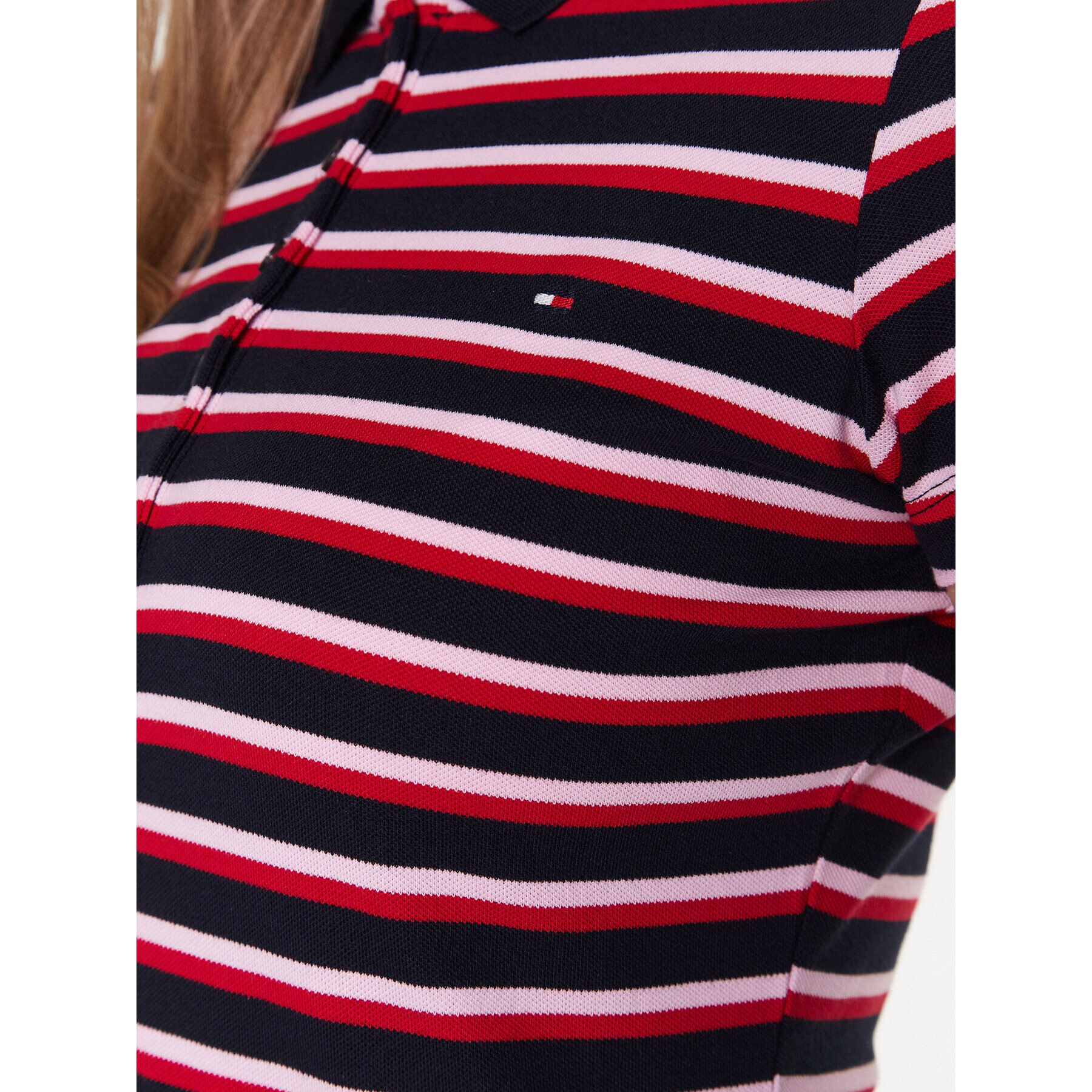 Tommy Hilfiger Тениска с яка и копчета Stripe WW0WW27151 Тъмносин Slim Fit - Pepit.bg