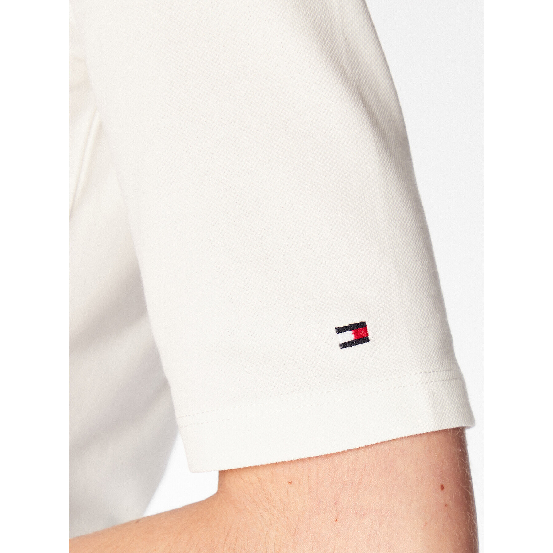 Tommy Hilfiger Тениска с яка и копчета WW0WW37824 Бял Slim Fit - Pepit.bg