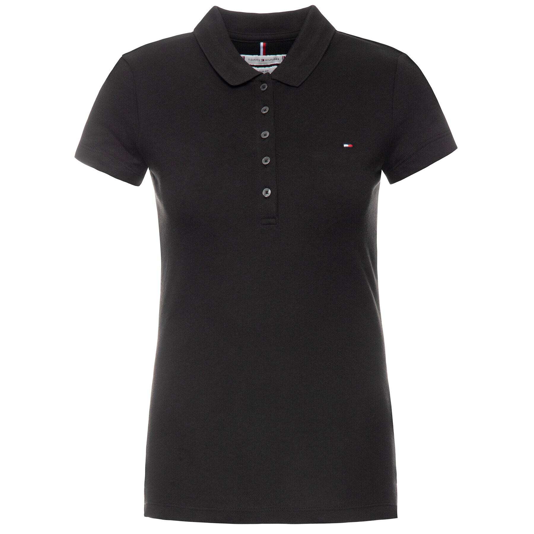 Tommy Hilfiger Тениска с яка и копчета 1M57636661 Черен Slim Fit - Pepit.bg