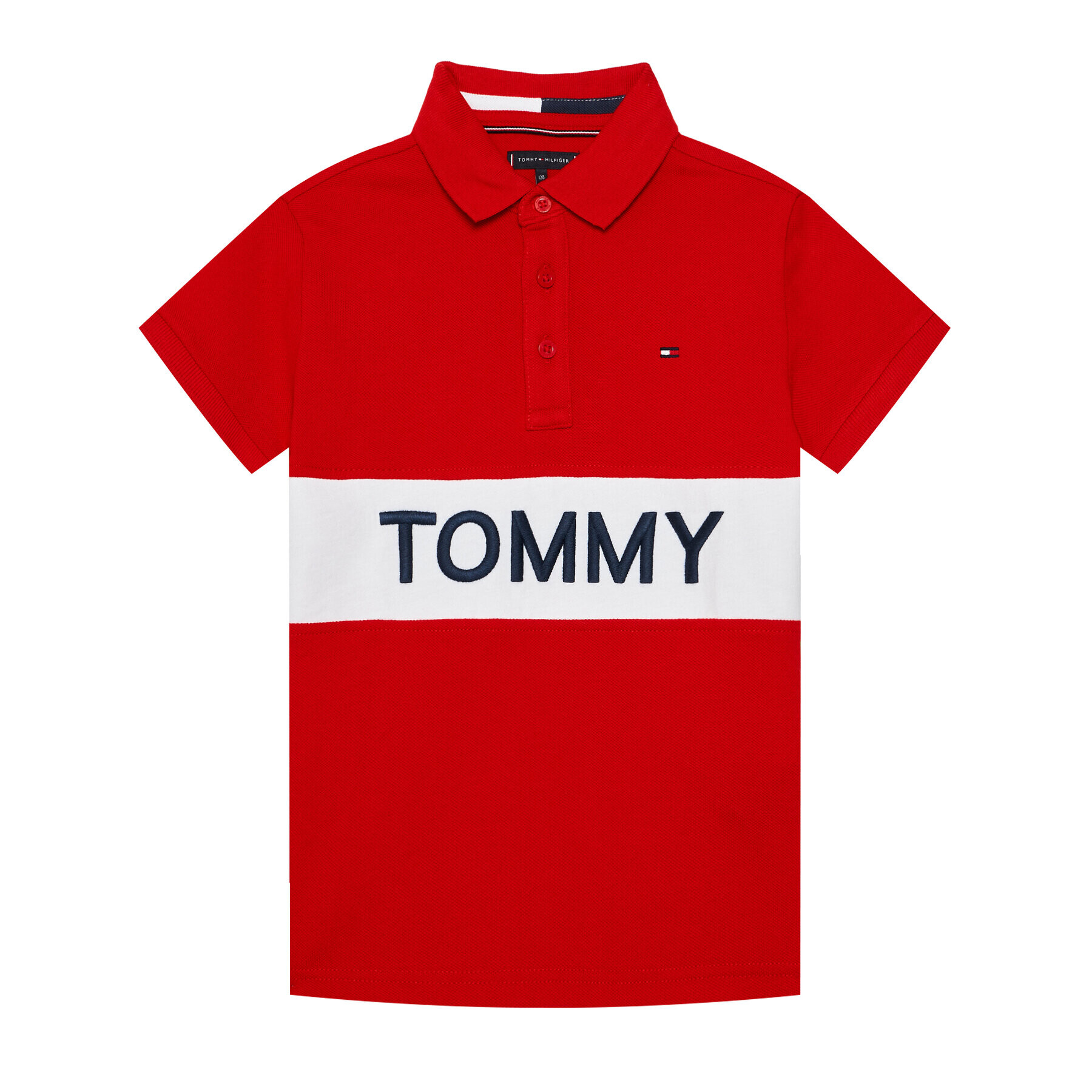 Tommy Hilfiger Тениска с яка и копчета Blocking KB0KB06539 M Червен Regular Fit - Pepit.bg