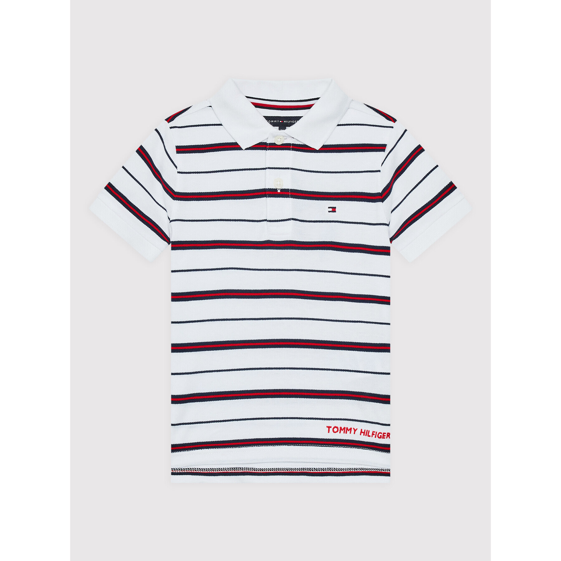 Tommy Hilfiger Тениска с яка и копчета Branded Stripe KB0KB07369 M Бял Regular Fit - Pepit.bg