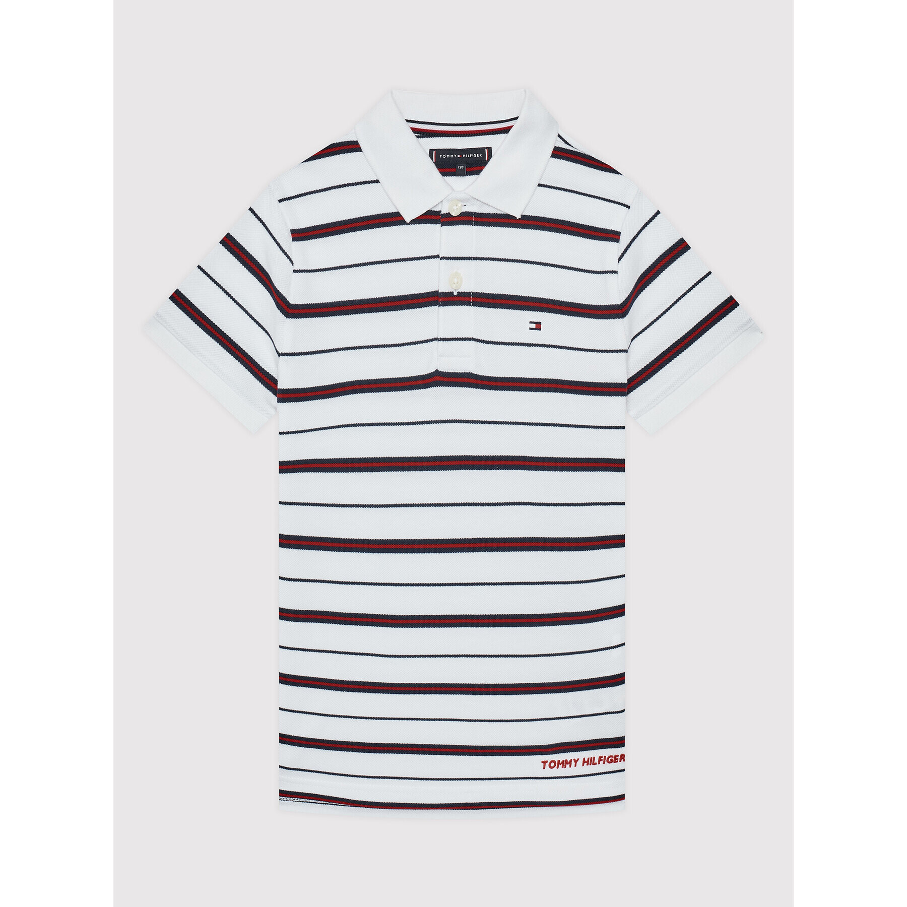 Tommy Hilfiger Тениска с яка и копчета Branted Td Stripe KB0KB07369 D Бял Regular Fit - Pepit.bg