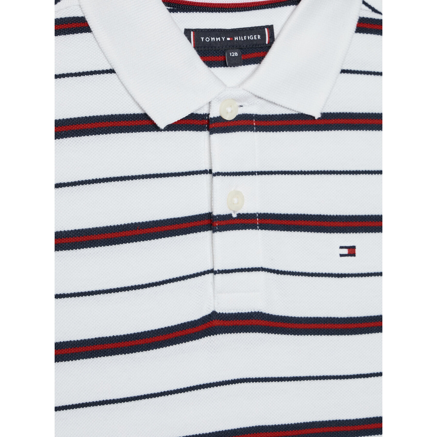 Tommy Hilfiger Тениска с яка и копчета Branted Td Stripe KB0KB07369 D Бял Regular Fit - Pepit.bg