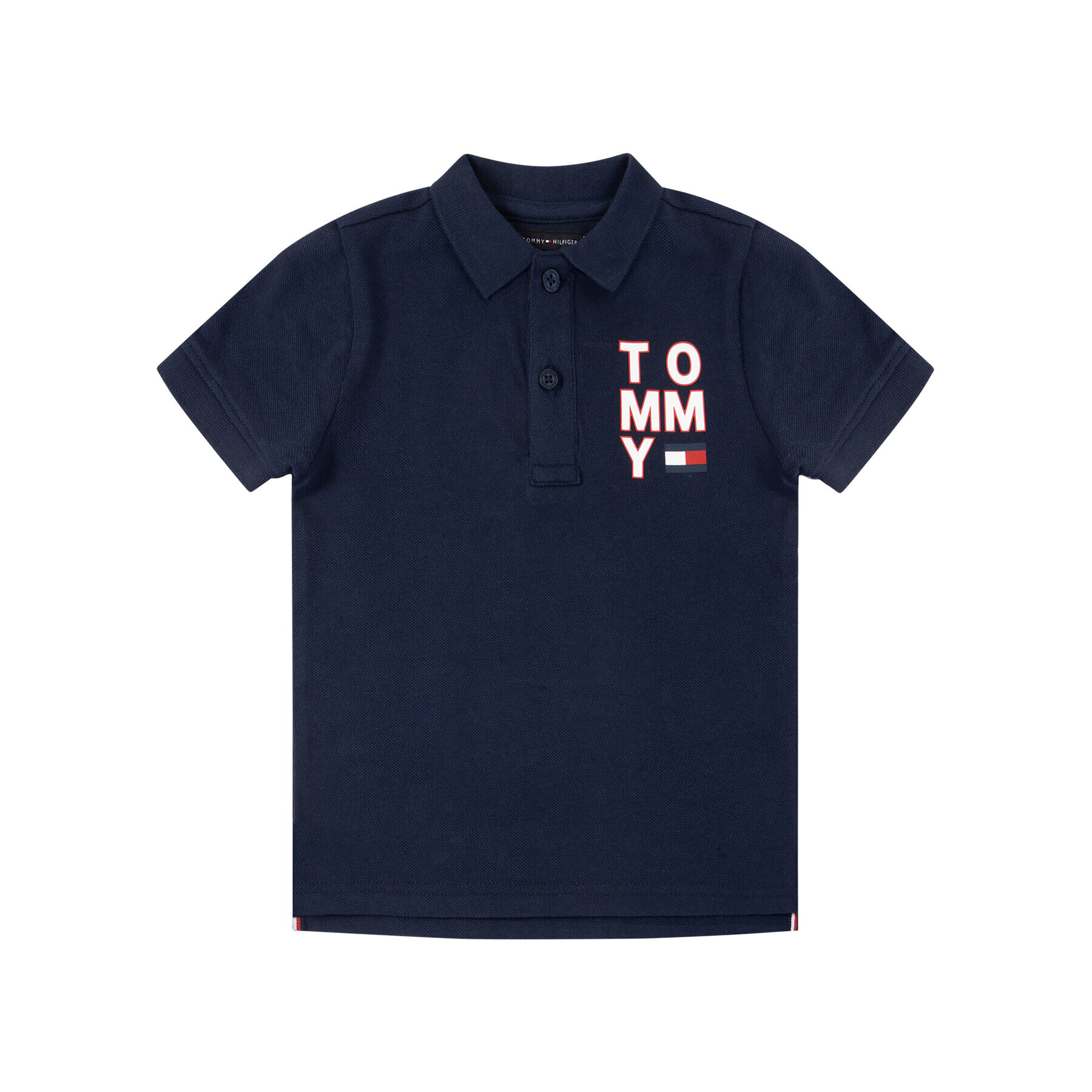 Tommy Hilfiger Тениска с яка и копчета Graphic KB0KB05430 M Тъмносин Regular Fit - Pepit.bg