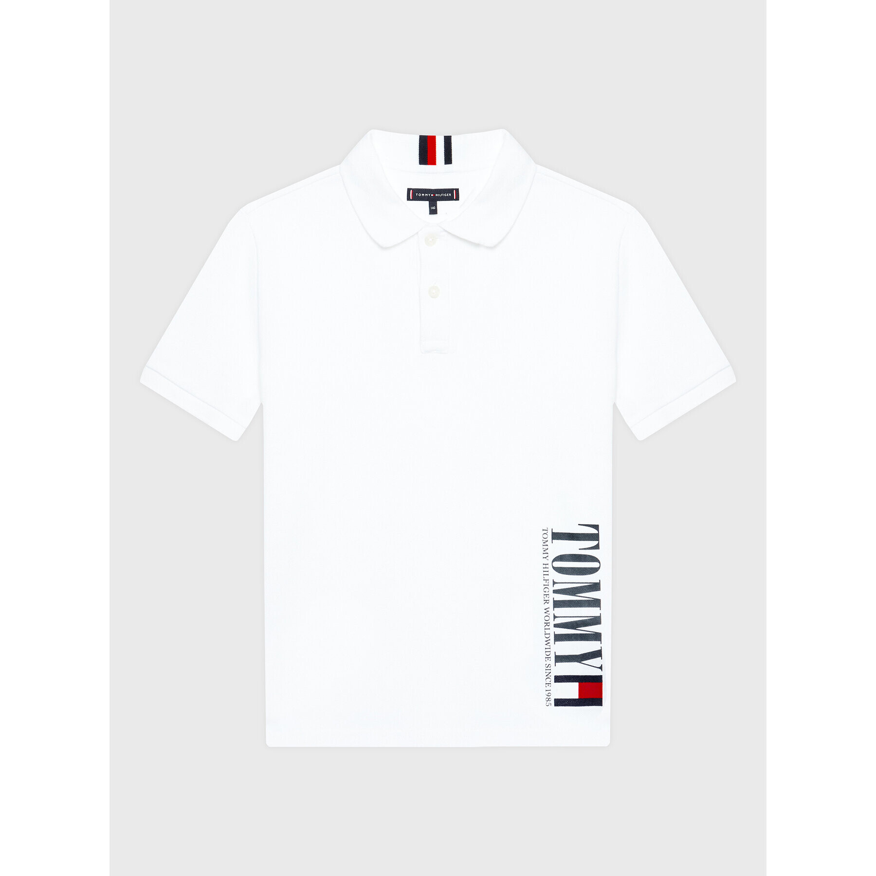 Tommy Hilfiger Тениска с яка и копчета Graphic KB0KB07730 D Бял Regular Fit - Pepit.bg