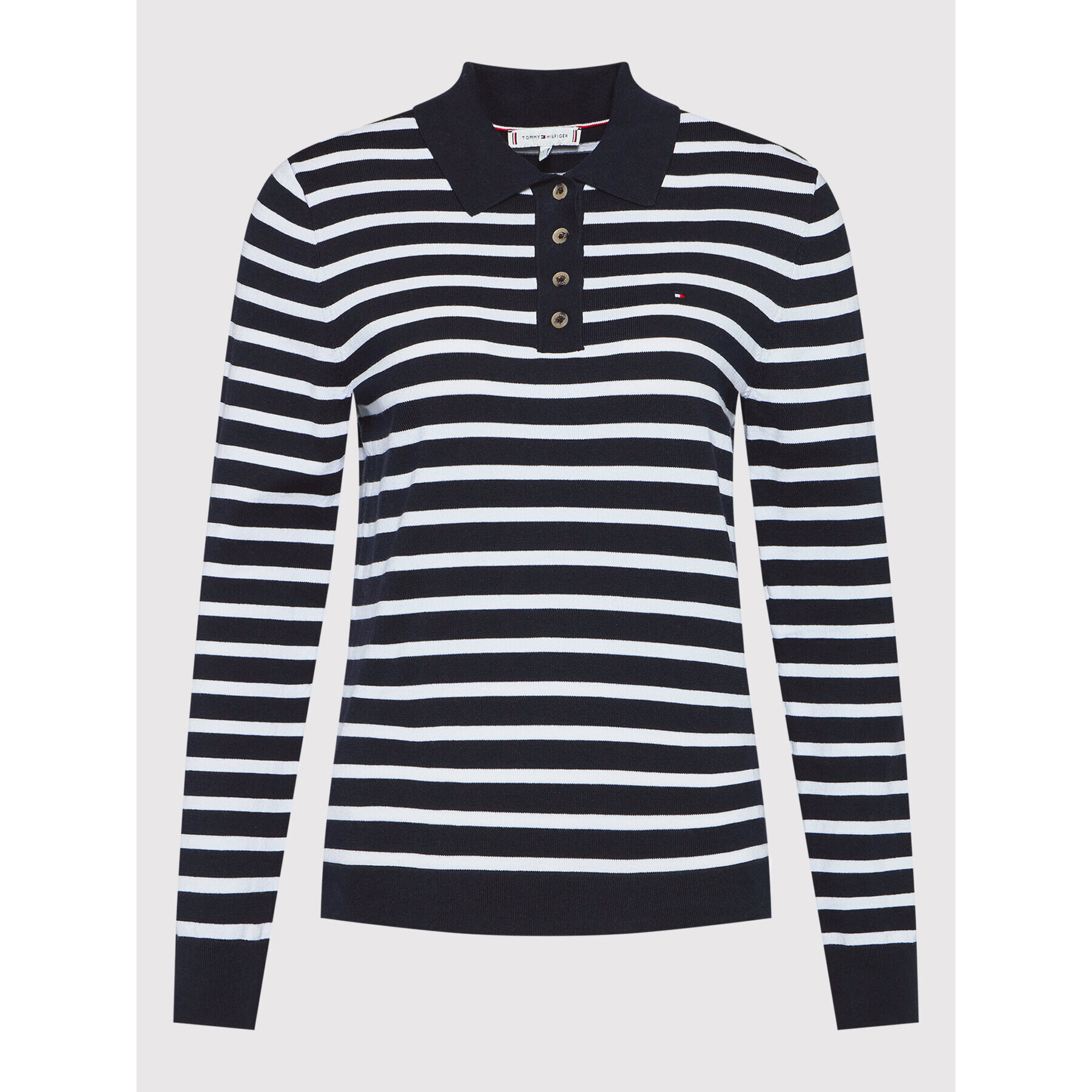 Tommy Hilfiger Тениска с яка и копчета Org WW0WW31516 Тъмносин Regular Fit - Pepit.bg