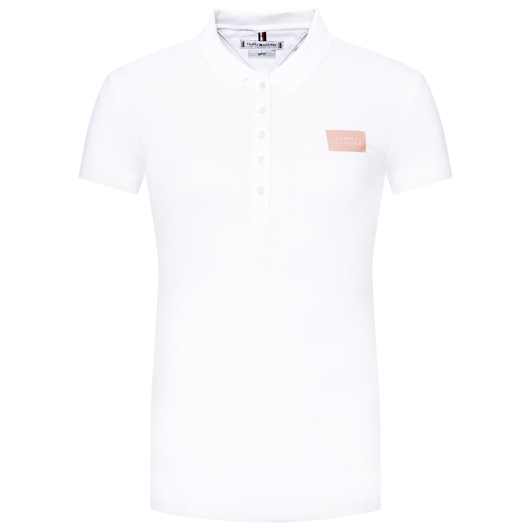 Tommy Hilfiger Тениска с яка и копчета Tommy Box WW0WW30742 Бял Slim Fit - Pepit.bg