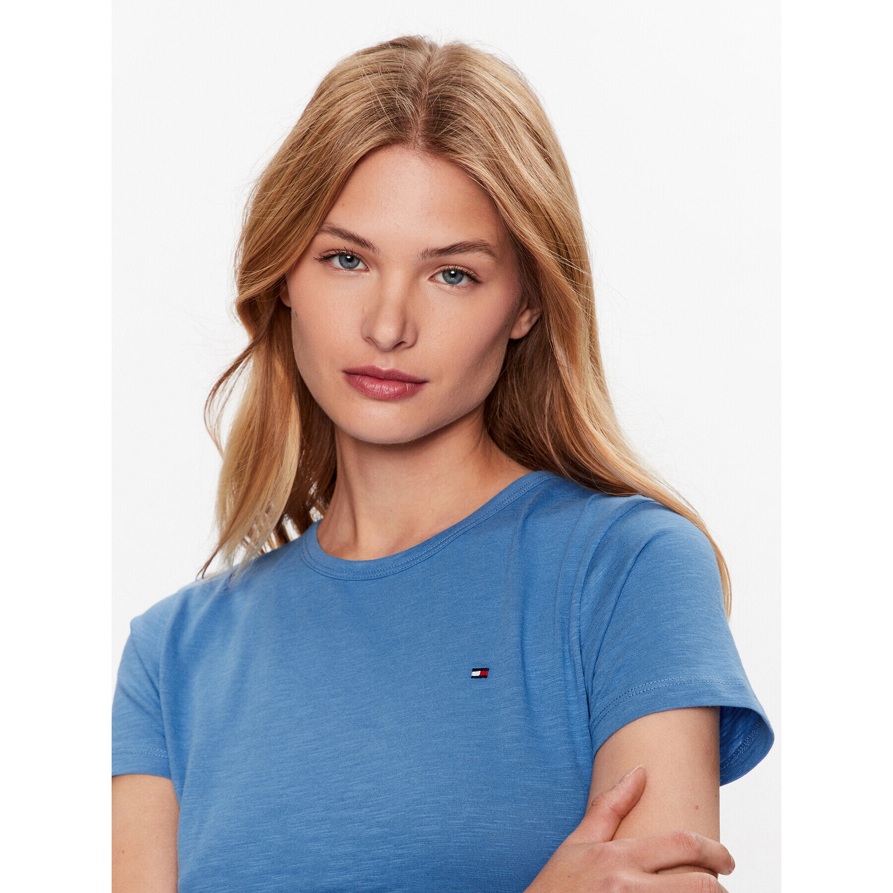 Tommy Hilfiger Тишърт 1985 WW0WW37857 Син Slim Fit - Pepit.bg