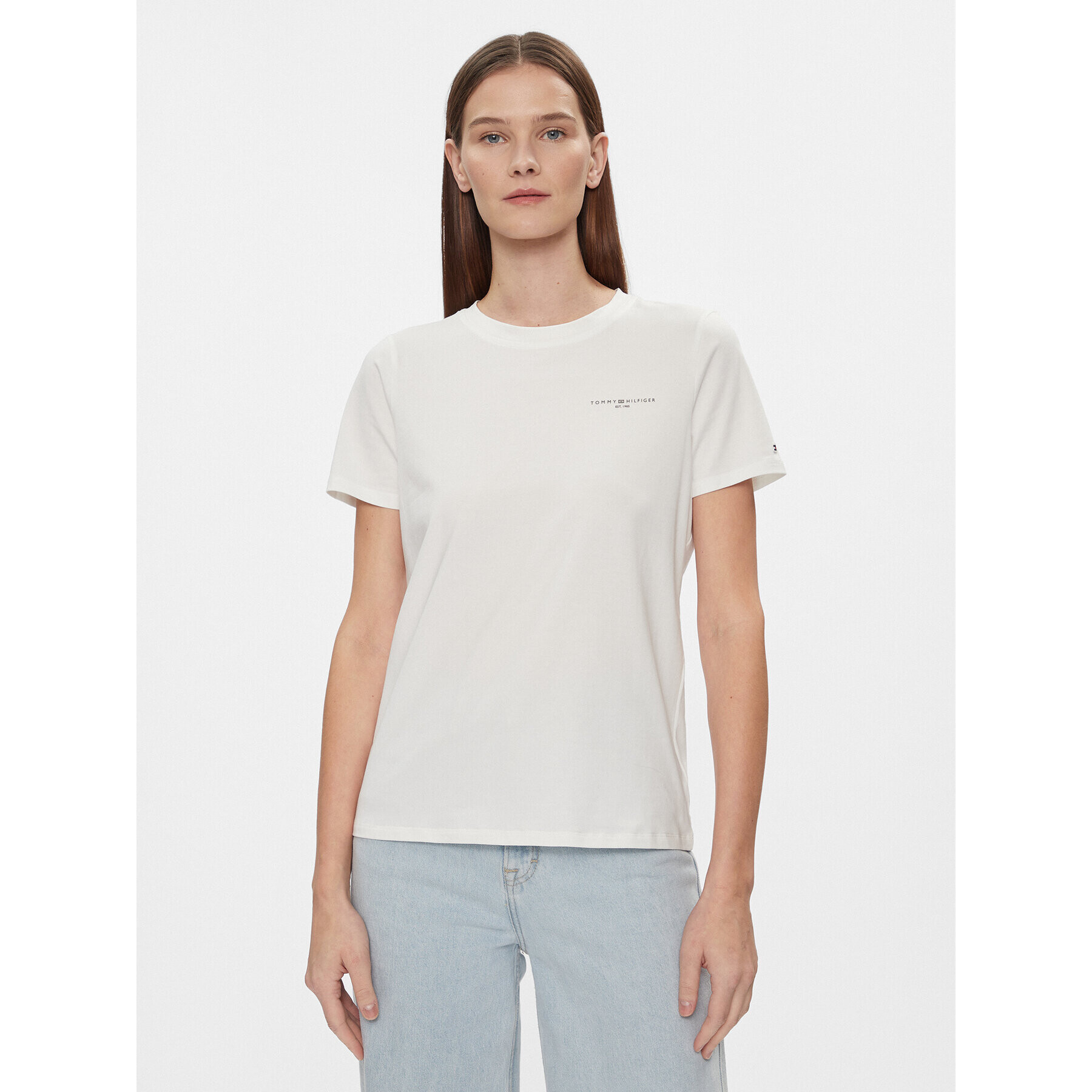 Tommy Hilfiger Тишърт 1985 WW0WW37877 Бял Regular Fit - Pepit.bg
