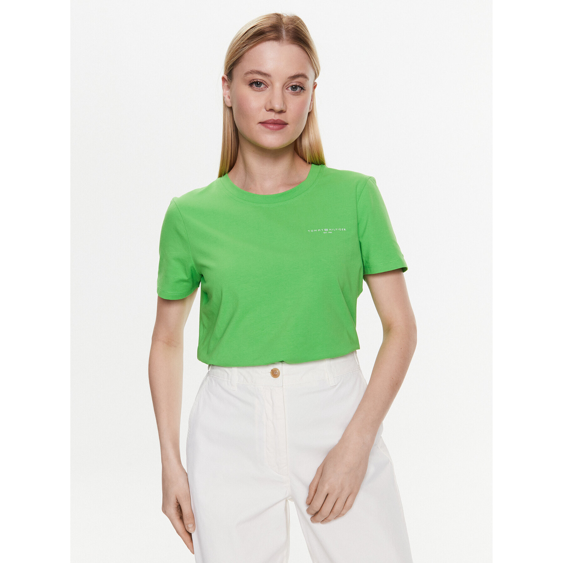 Tommy Hilfiger Тишърт 1985 WW0WW37877 Зелен Regular Fit - Pepit.bg