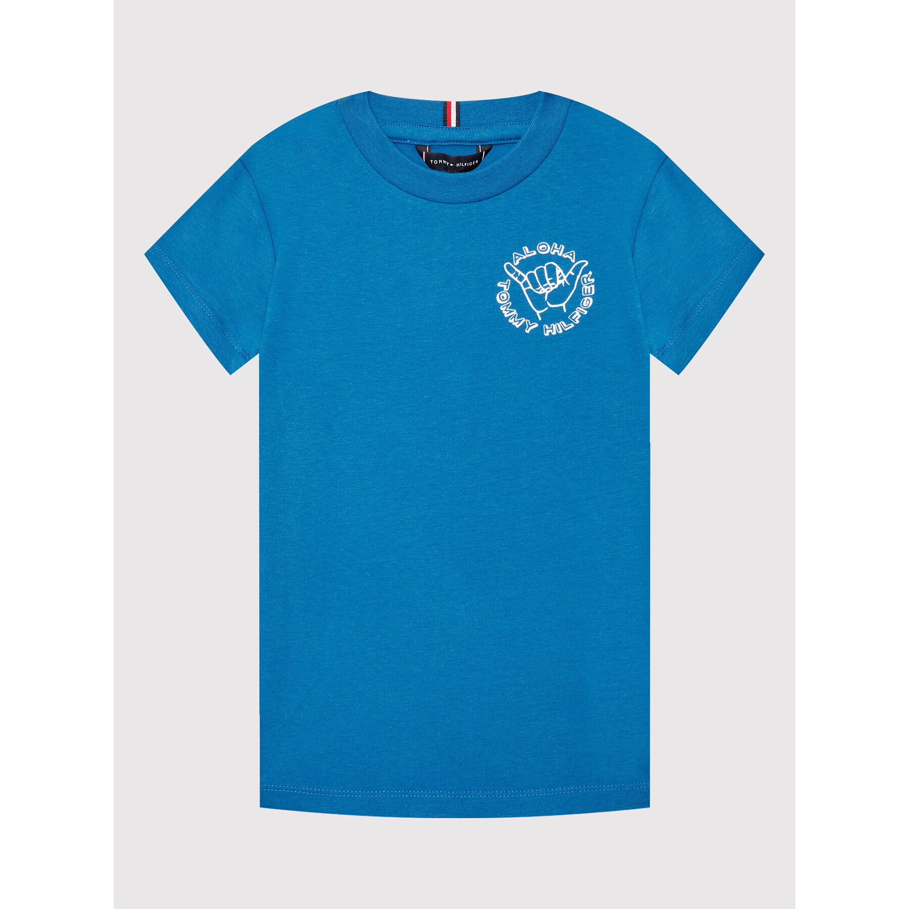Tommy Hilfiger Тишърт Aloha Hand KB0KB07290 D Син Regular Fit - Pepit.bg