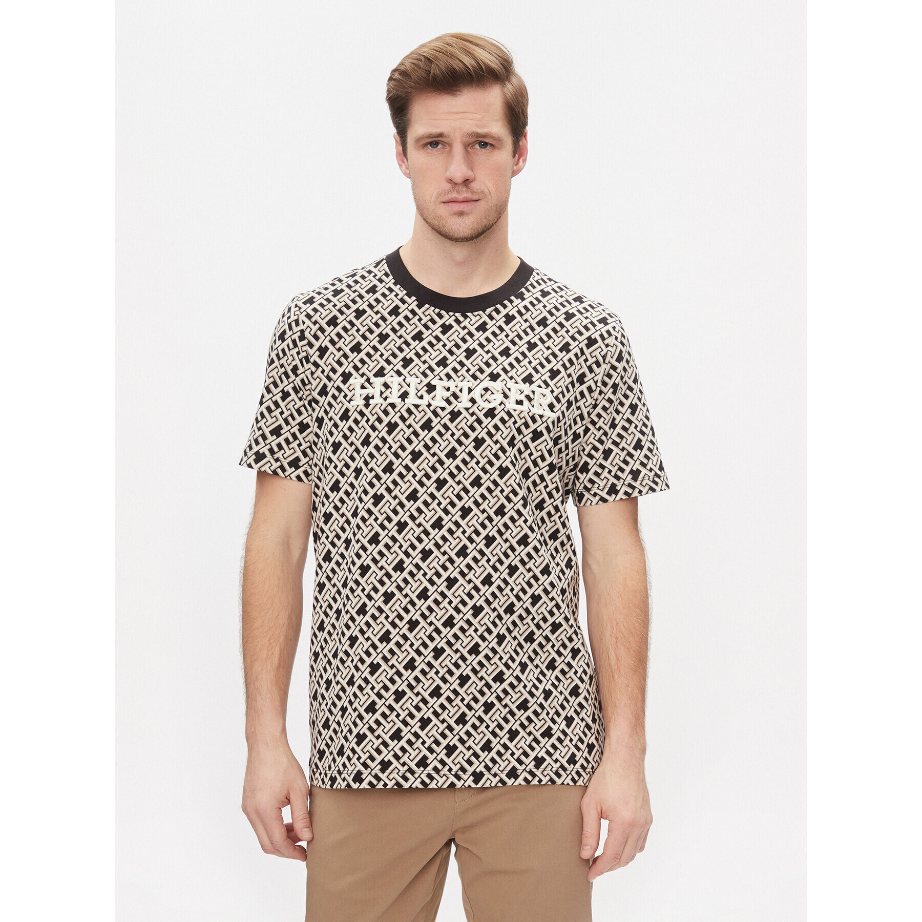 Tommy Hilfiger Тишърт Aop Monotype Tee MW0MW34187 Черен Regular Fit - Pepit.bg