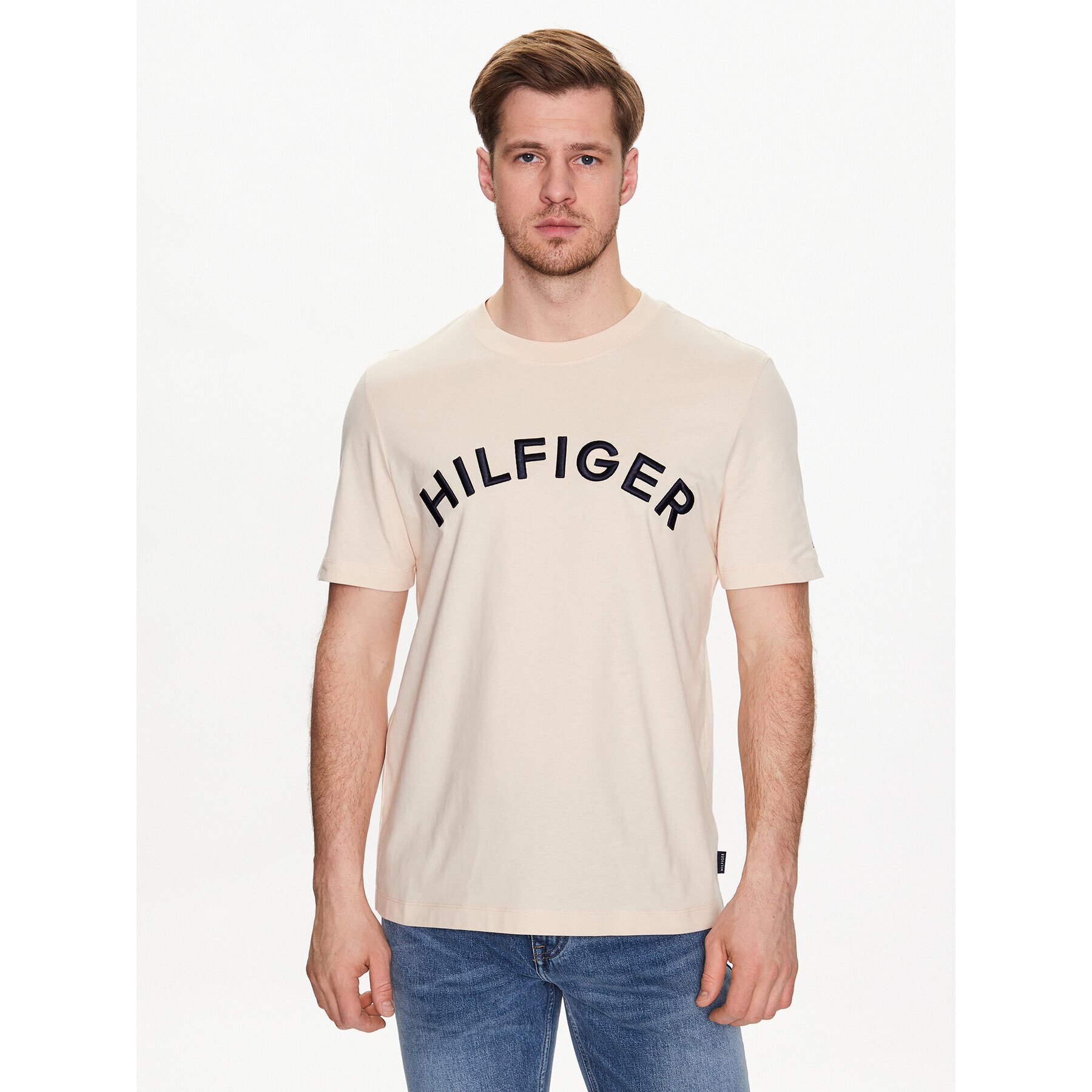 Tommy Hilfiger Тишърт Arched MW0MW30055 Бежов Regular Fit - Pepit.bg