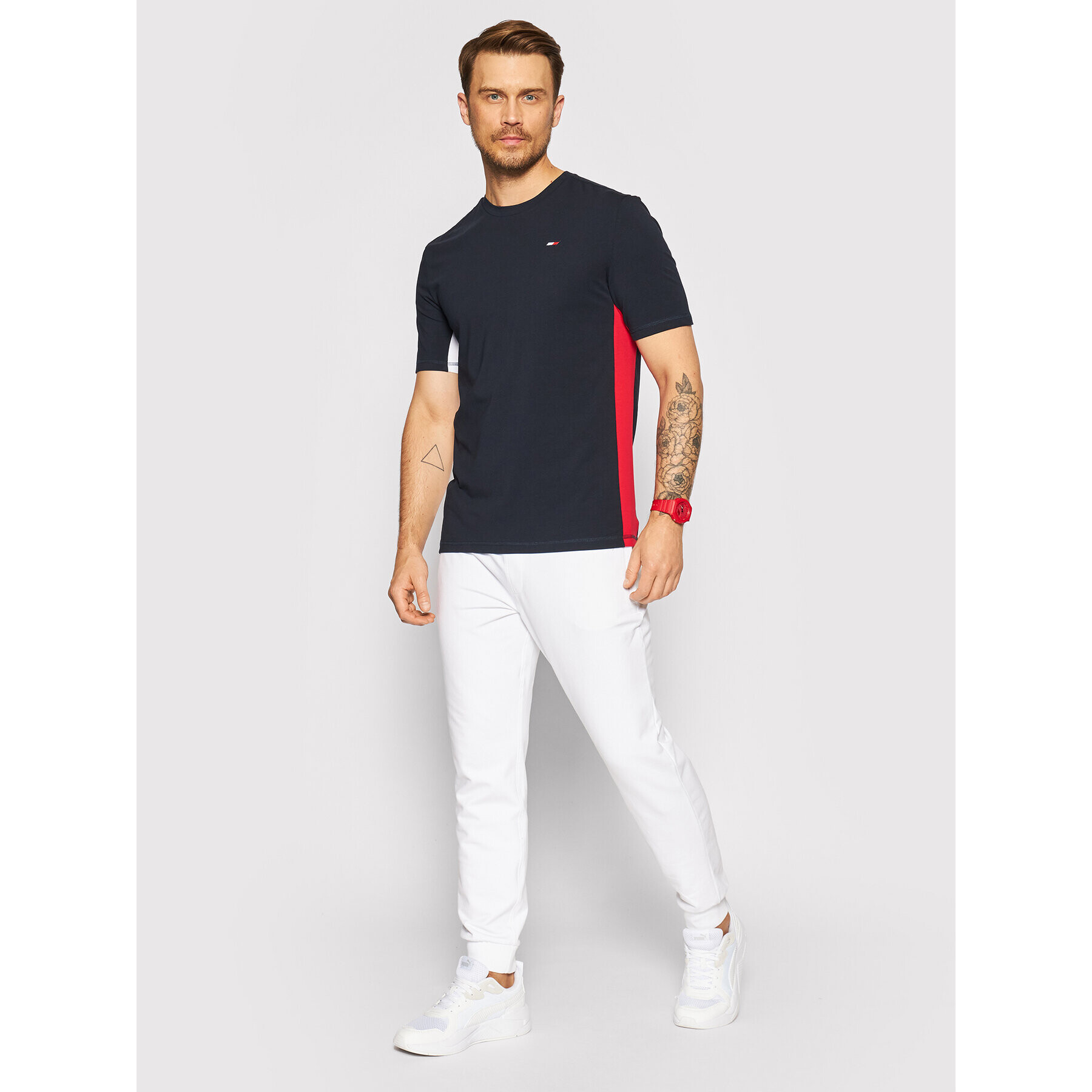 Tommy Hilfiger Тишърт Blocked MW0MW18585 Тъмносин Regular Fit - Pepit.bg