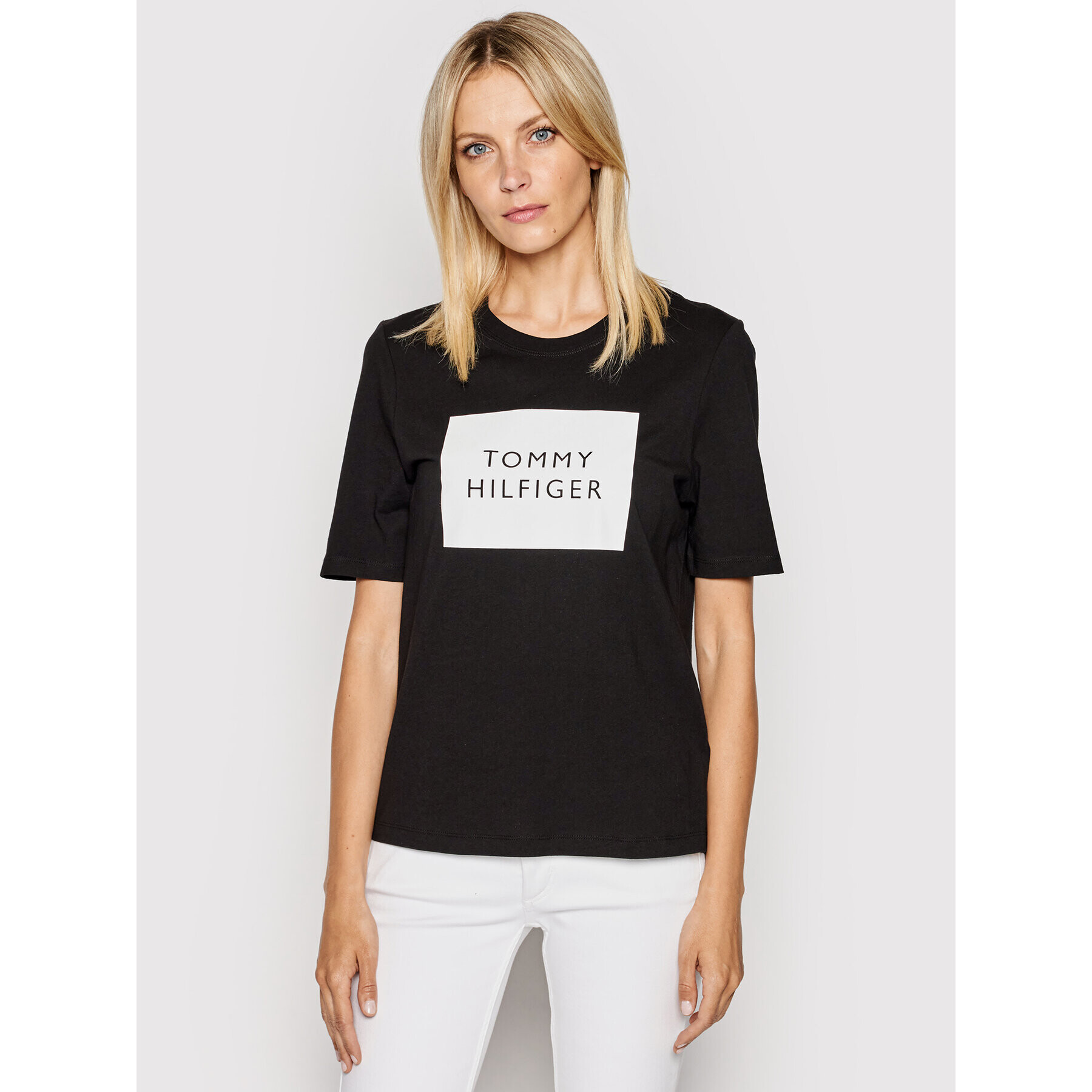 Tommy Hilfiger Тишърт Box C-Nk WW0WW30986 Черен Regular Fit - Pepit.bg