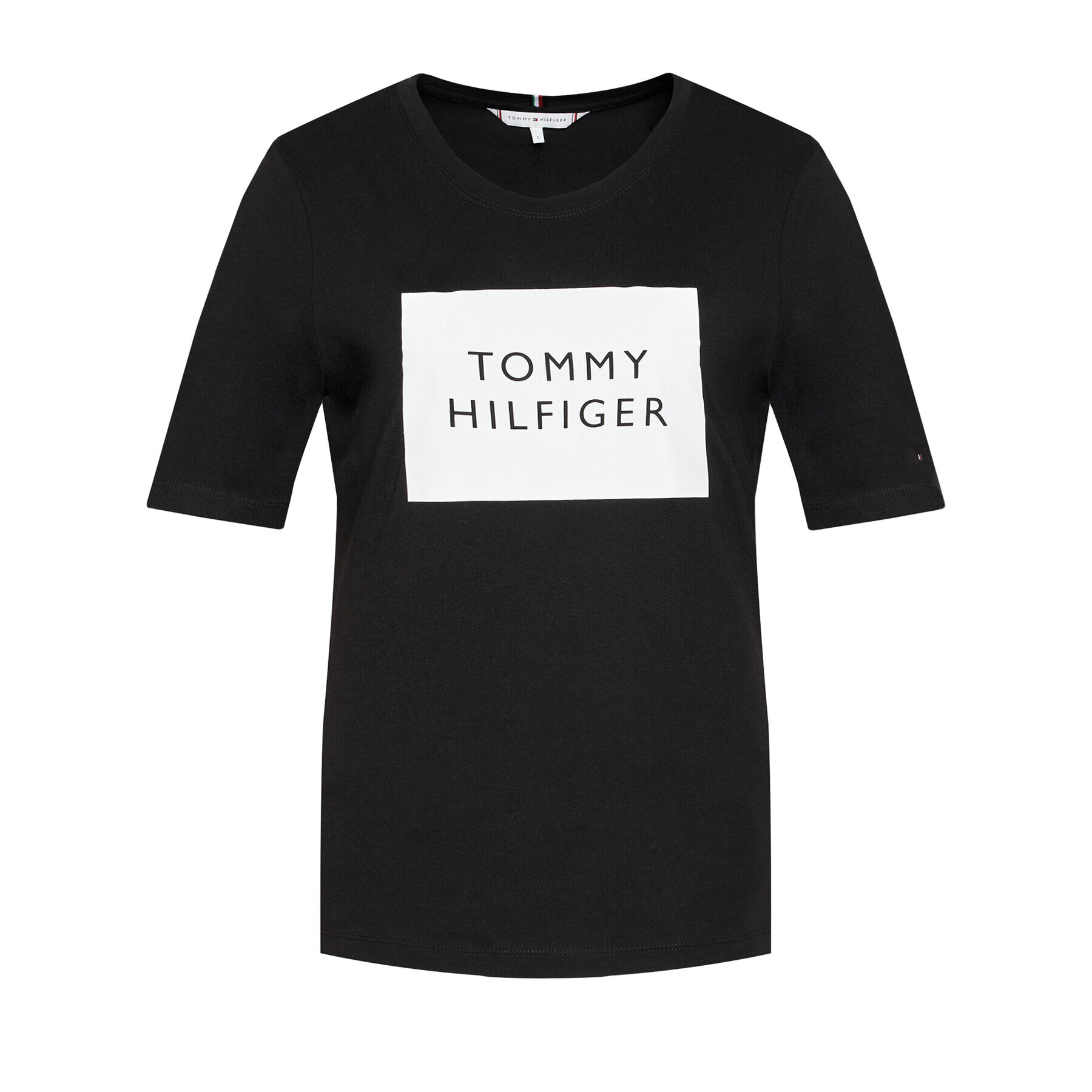 Tommy Hilfiger Тишърт Box C-Nk WW0WW30986 Черен Regular Fit - Pepit.bg