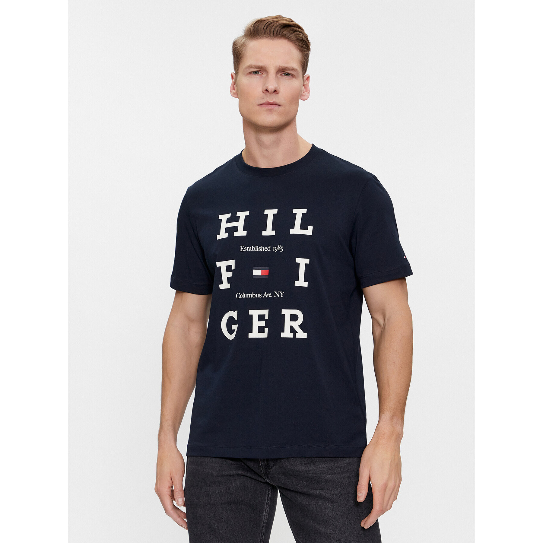 Tommy Hilfiger Тишърт Box Flag Logo Tee MW0MW33690 Син Regular Fit - Pepit.bg