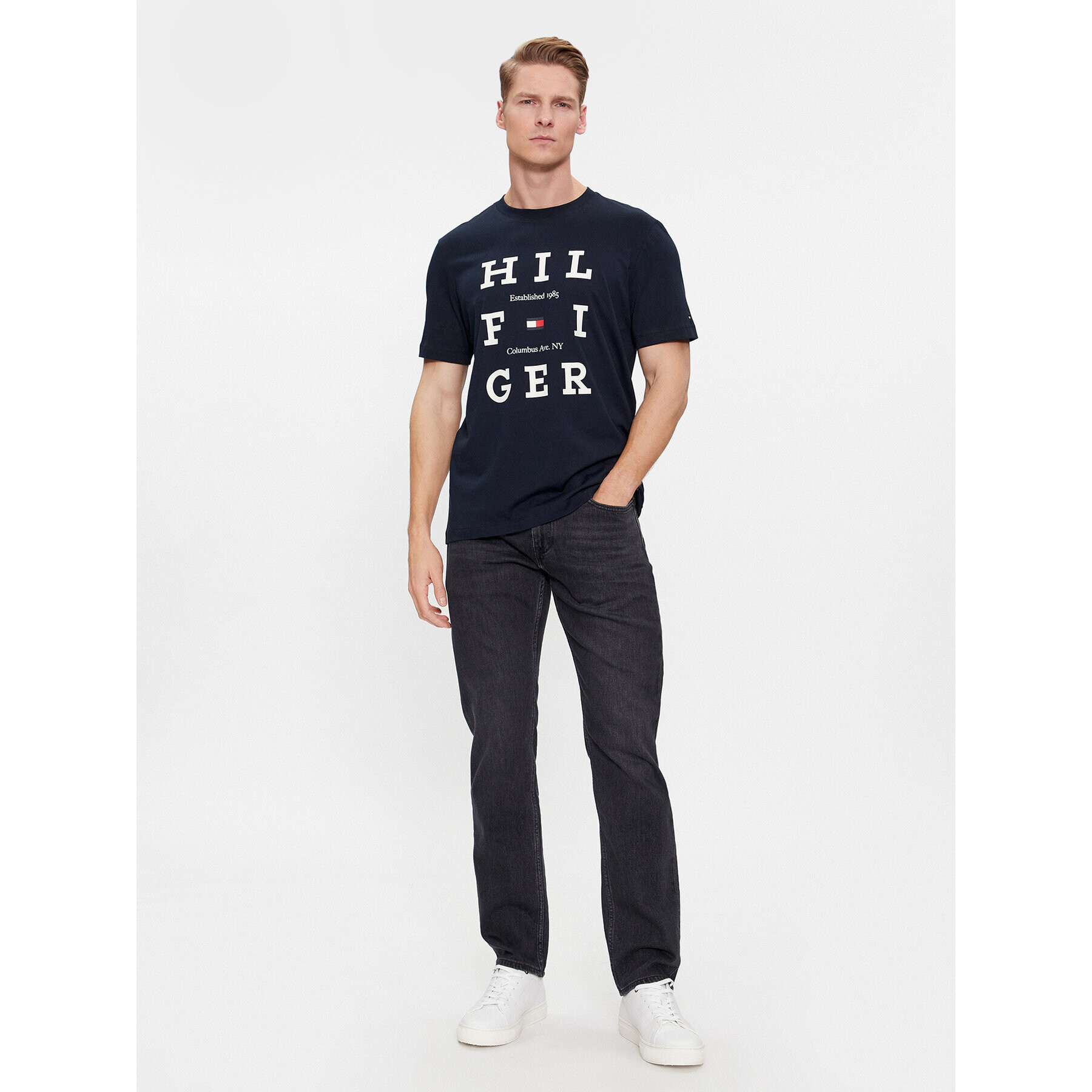 Tommy Hilfiger Тишърт Box Flag Logo Tee MW0MW33690 Син Regular Fit - Pepit.bg