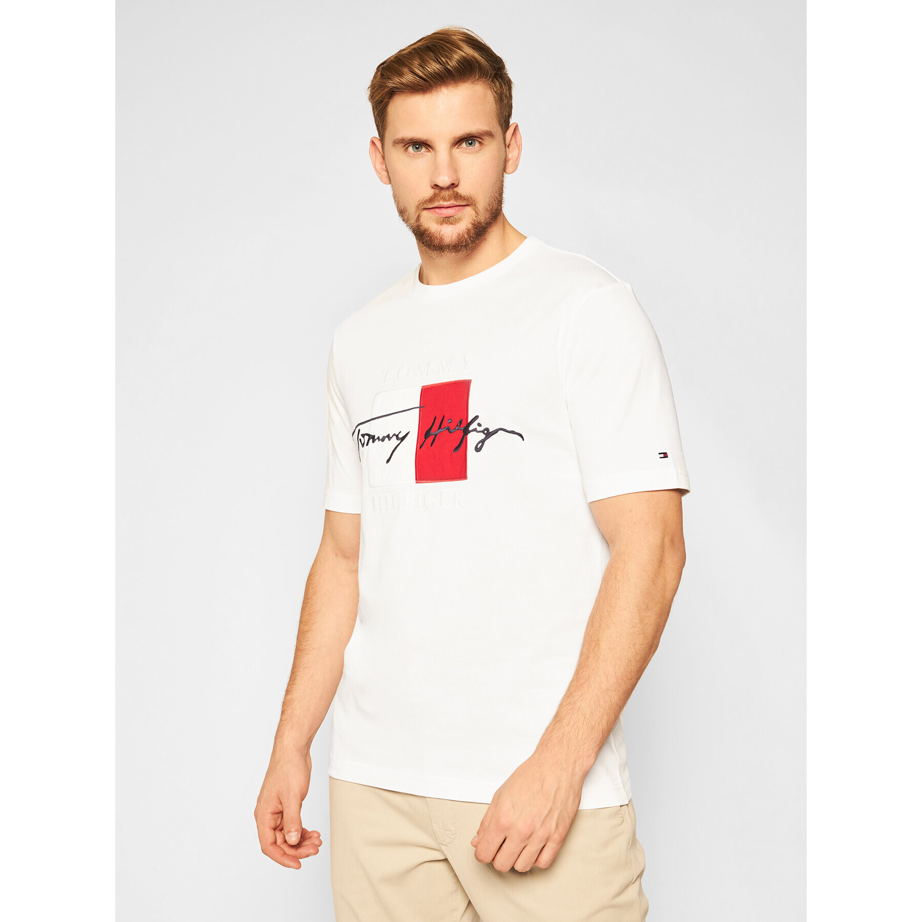 Tommy Hilfiger Тишърт Box Signature MW0MW15331 Бял Regular Fit - Pepit.bg