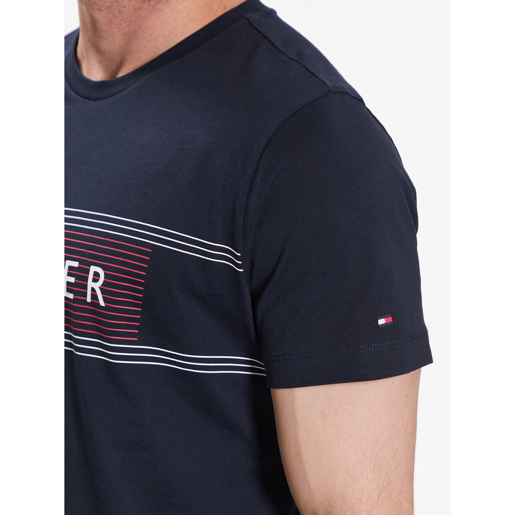 Tommy Hilfiger Тишърт Brand Love Chest MW0MW30035 Тъмносин Slim Fit - Pepit.bg