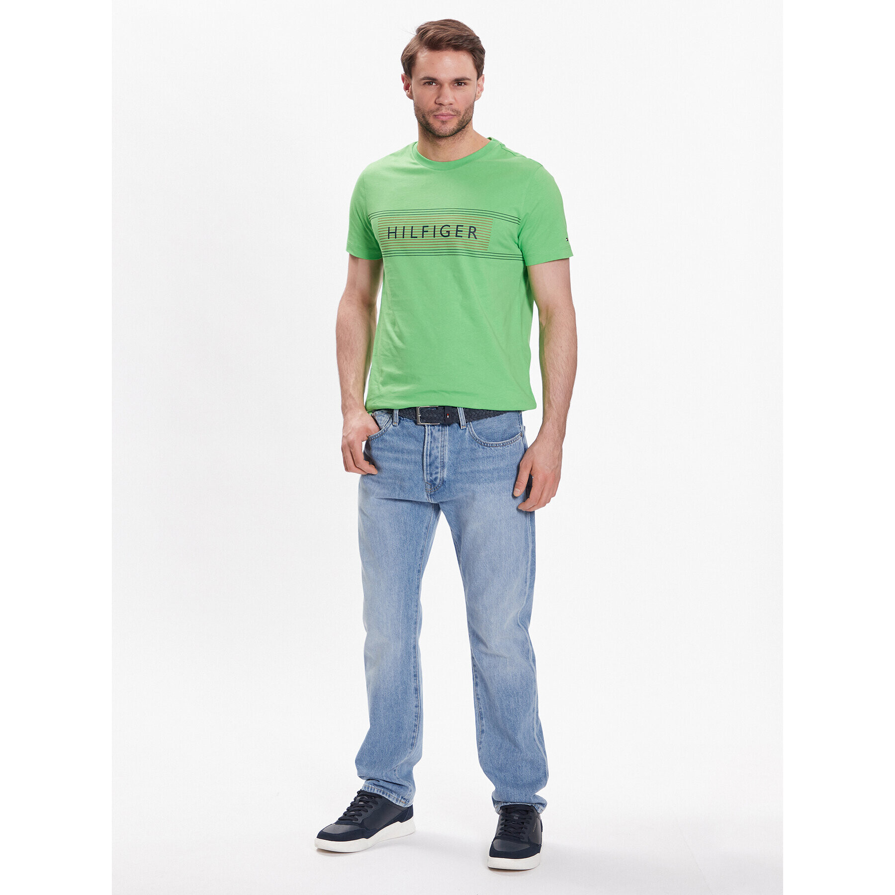 Tommy Hilfiger Тишърт Brand Love Chest MW0MW30035 Зелен Slim Fit - Pepit.bg