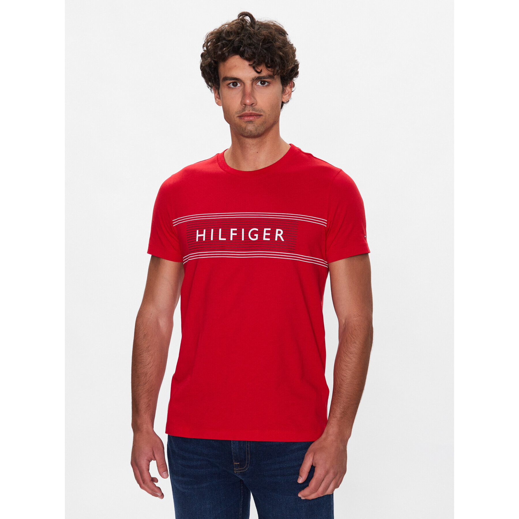 Tommy Hilfiger Тишърт Brand Love MW0MW30035 Червен Slim Fit - Pepit.bg