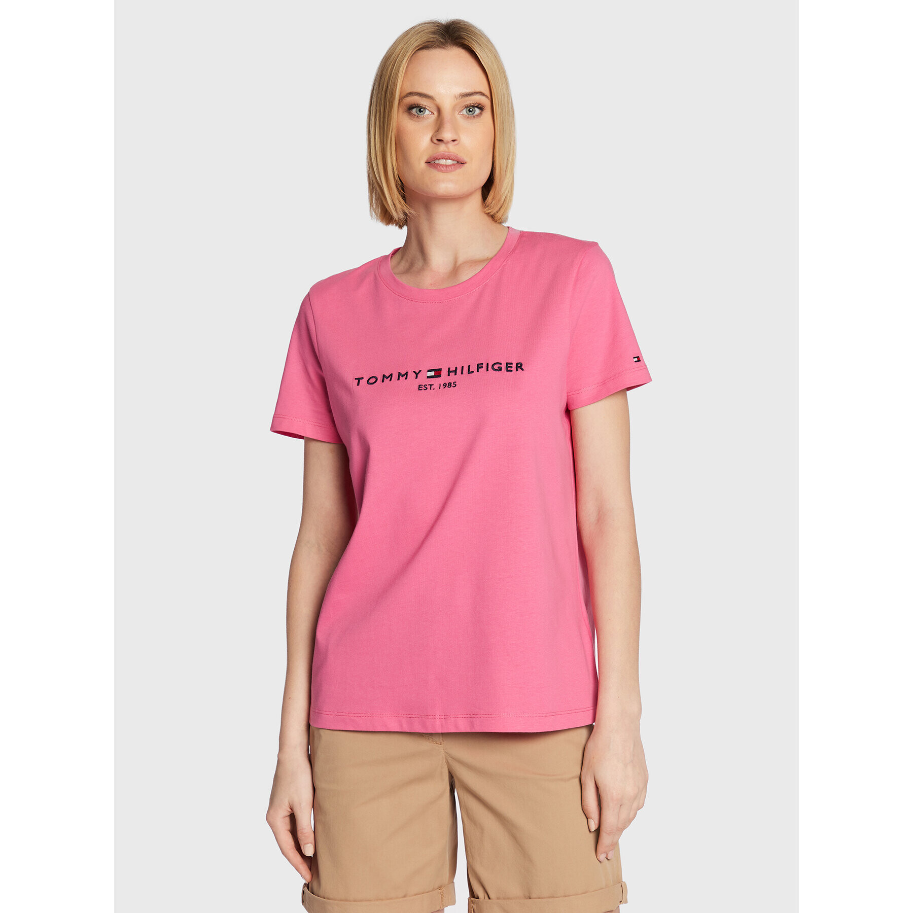 Tommy Hilfiger Тишърт C-Nk WW0WW28681 Розов Regular Fit - Pepit.bg