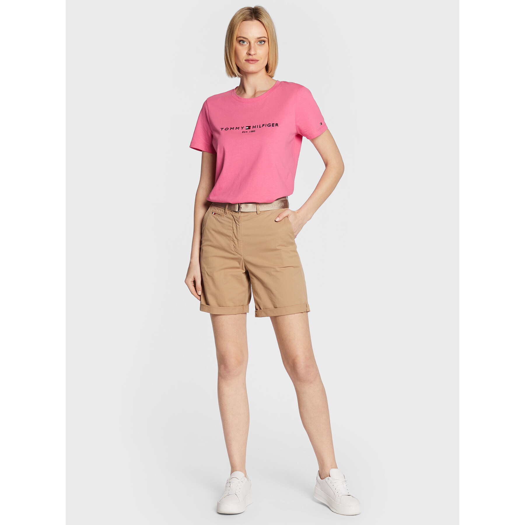 Tommy Hilfiger Тишърт C-Nk WW0WW28681 Розов Regular Fit - Pepit.bg