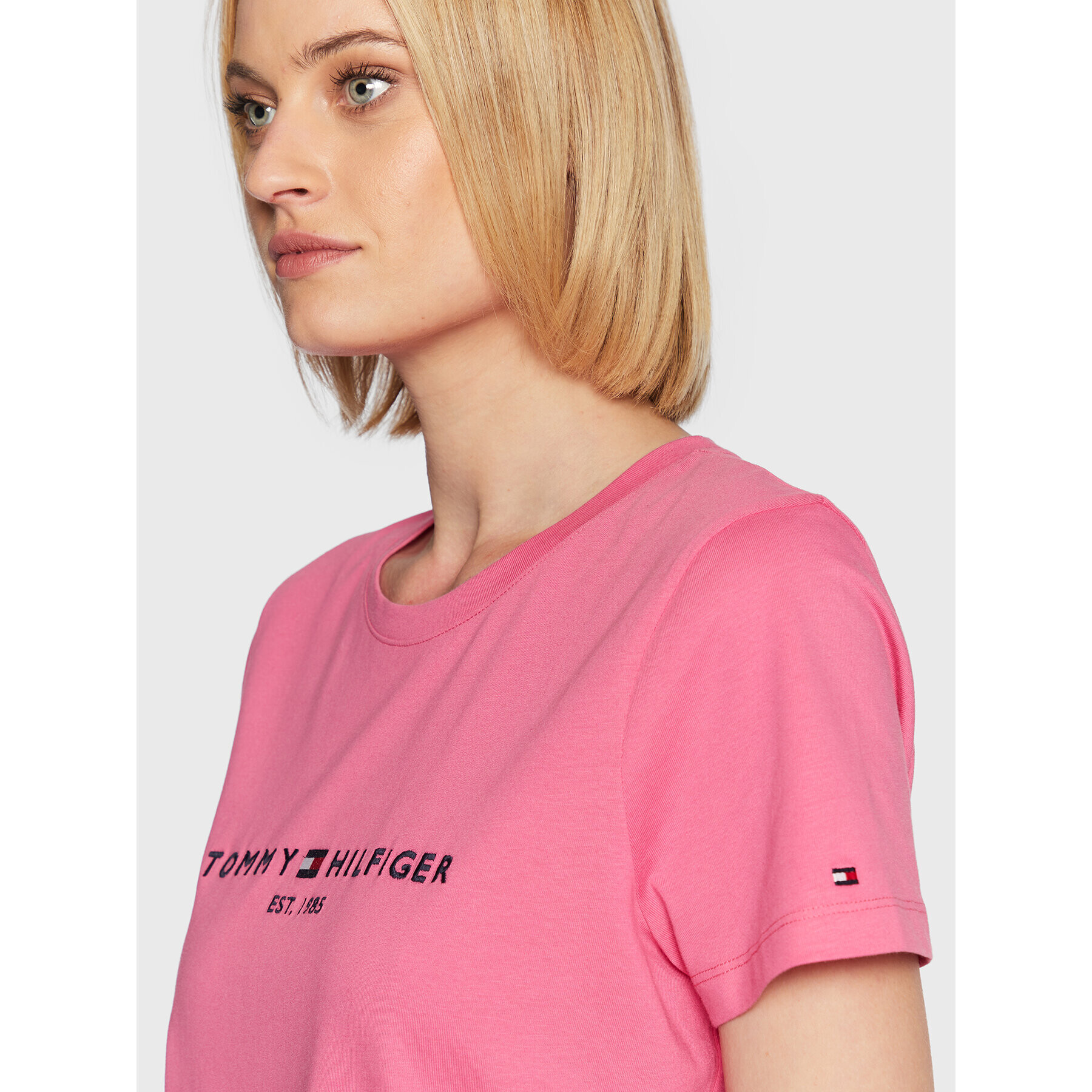 Tommy Hilfiger Тишърт C-Nk WW0WW28681 Розов Regular Fit - Pepit.bg