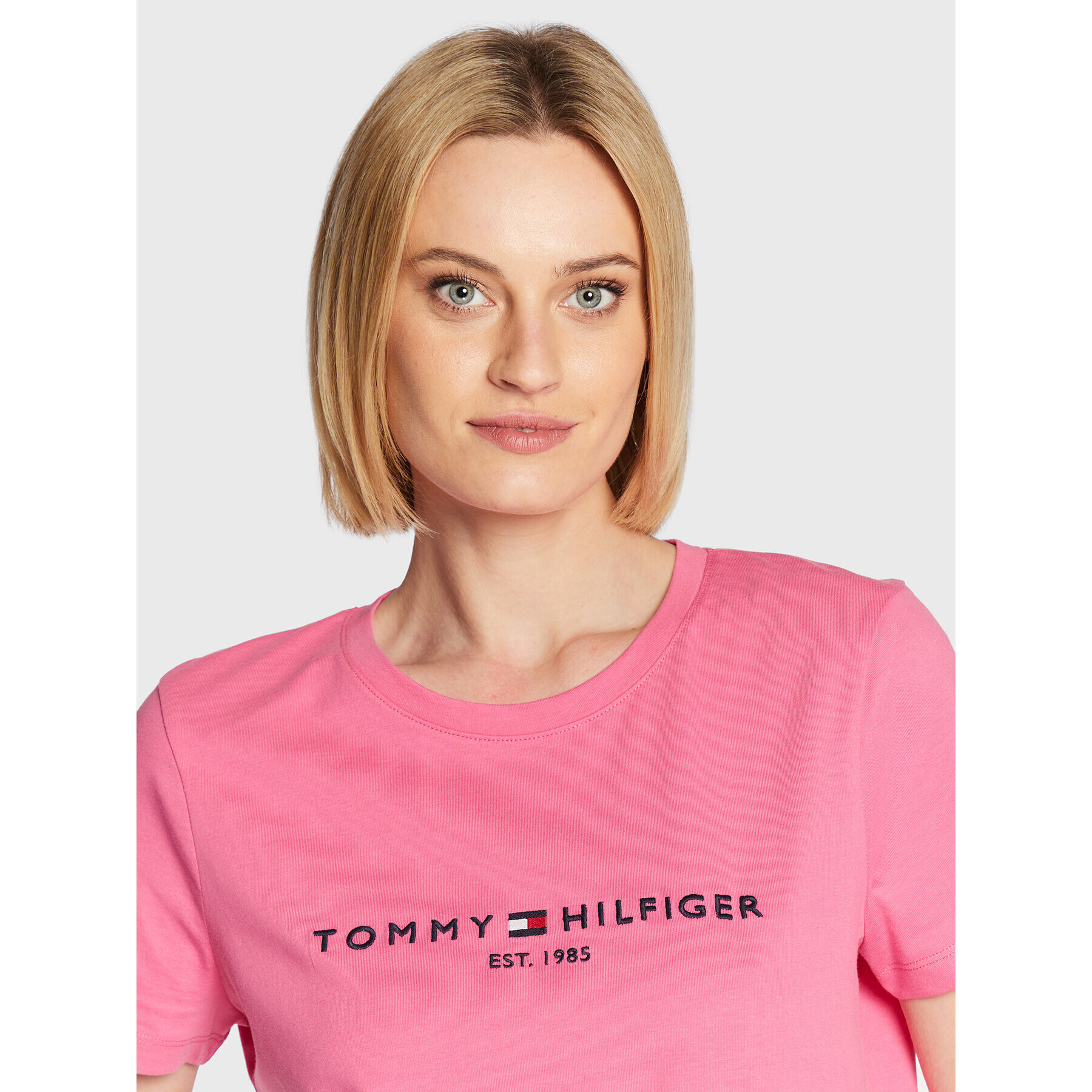 Tommy Hilfiger Тишърт C-Nk WW0WW28681 Розов Regular Fit - Pepit.bg