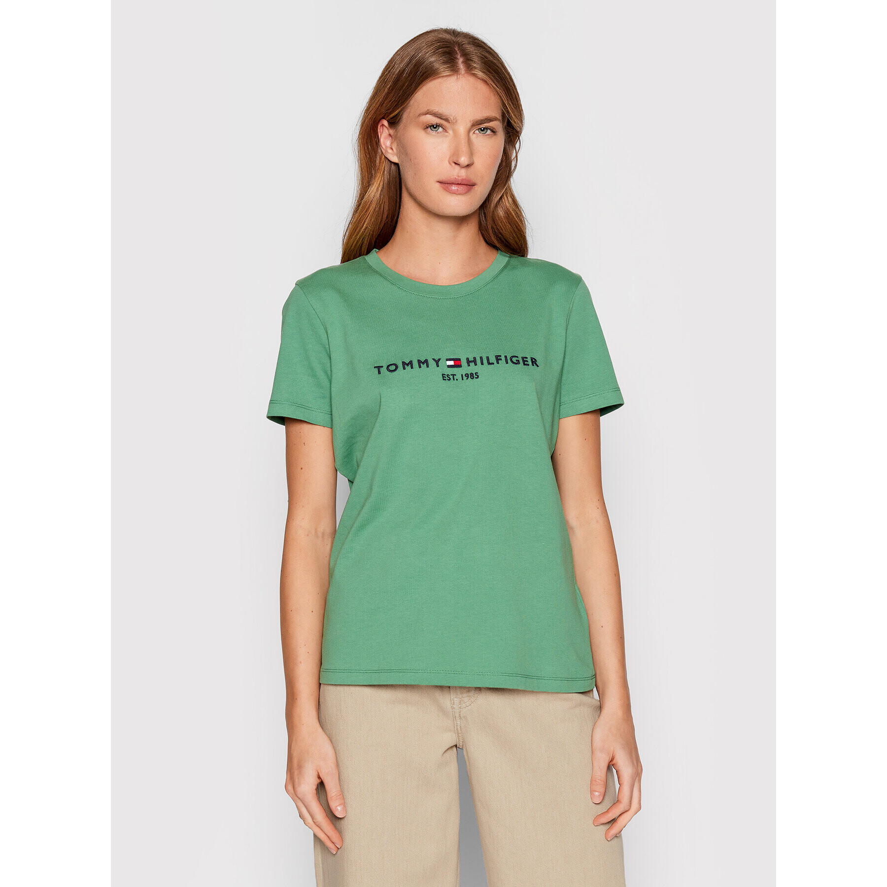 Tommy Hilfiger Тишърт C-Nk WW0WW28681 Зелен Regular Fit - Pepit.bg