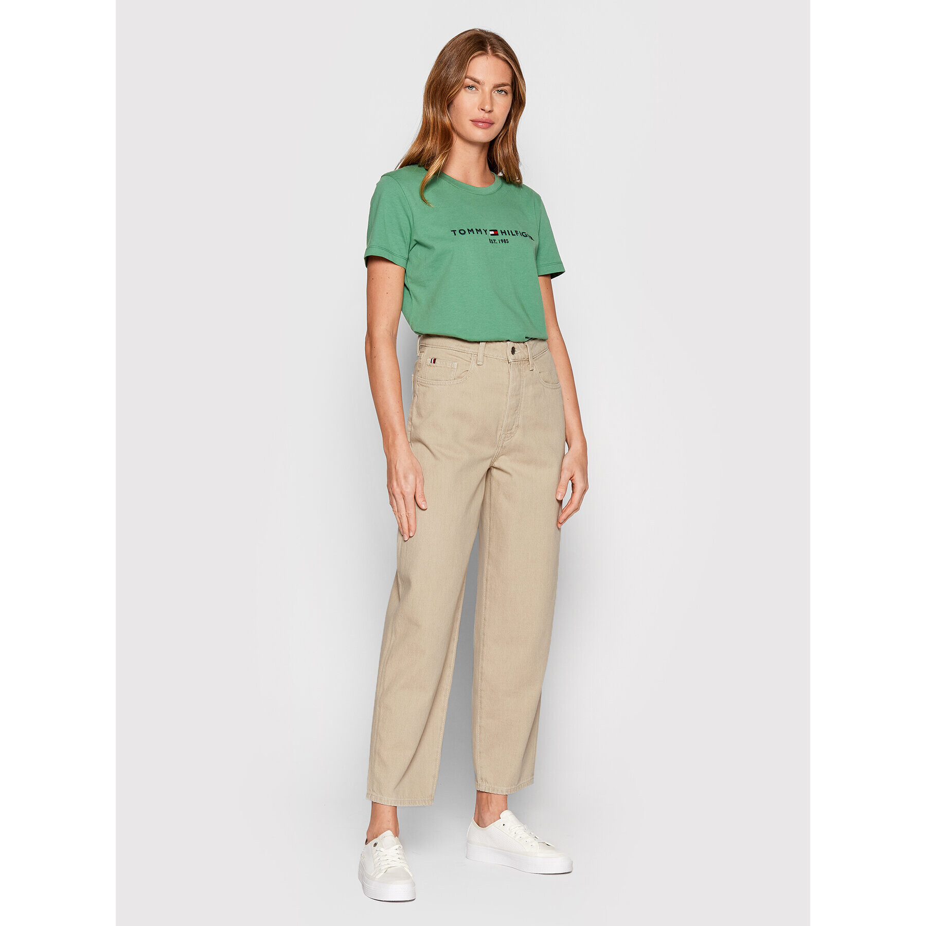 Tommy Hilfiger Тишърт C-Nk WW0WW28681 Зелен Regular Fit - Pepit.bg