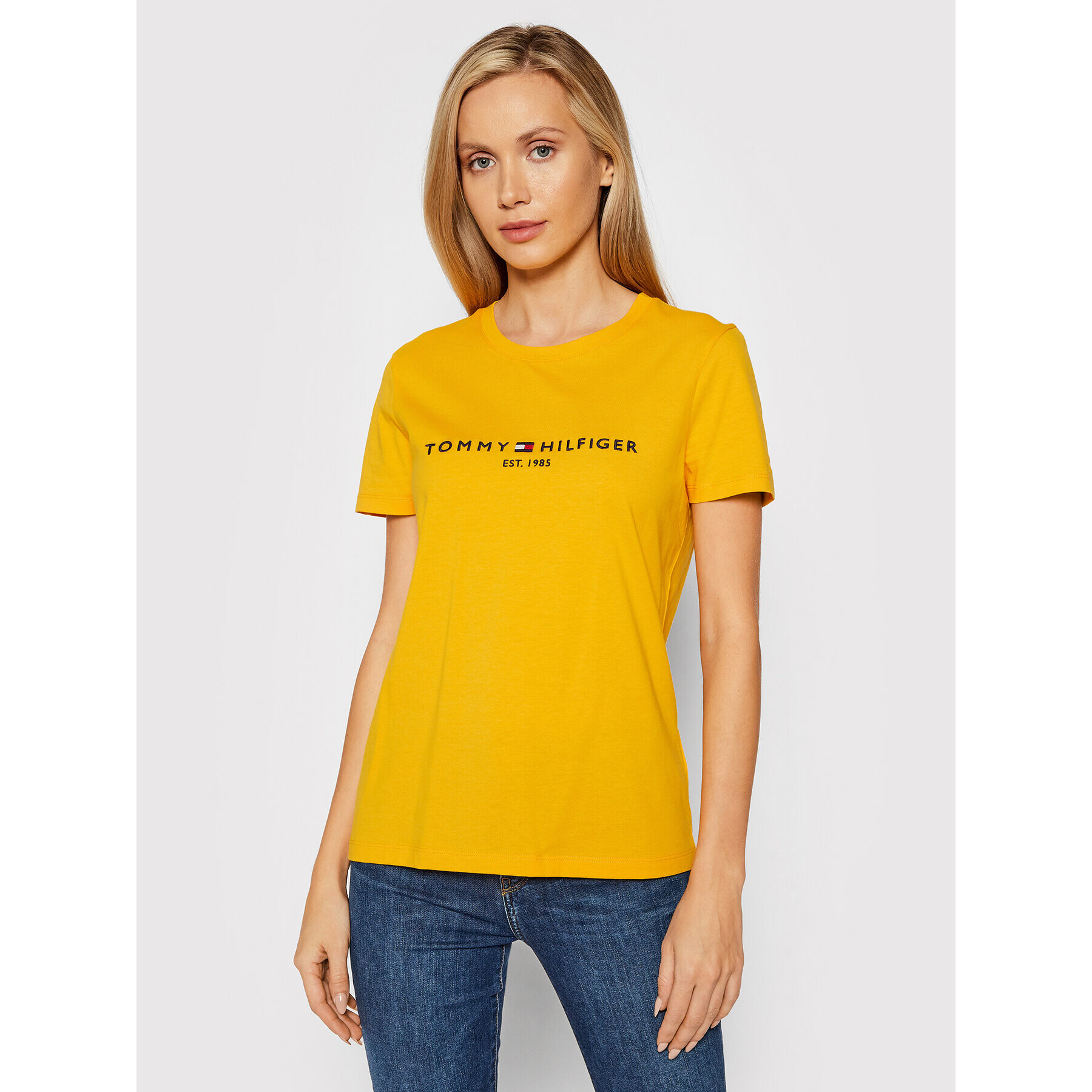 Tommy Hilfiger Тишърт C-Nk WW0WW28681 Жълт Regular Fit - Pepit.bg