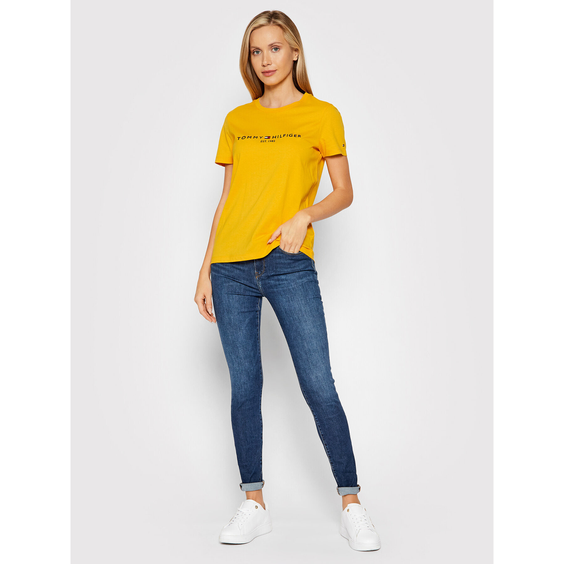 Tommy Hilfiger Тишърт C-Nk WW0WW28681 Жълт Regular Fit - Pepit.bg