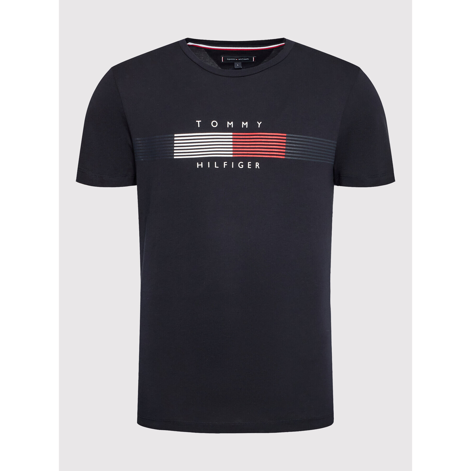 Tommy Hilfiger Тишърт Chest Corp Stripe Graphic MW0MW25612 Тъмносин Slim Fit - Pepit.bg