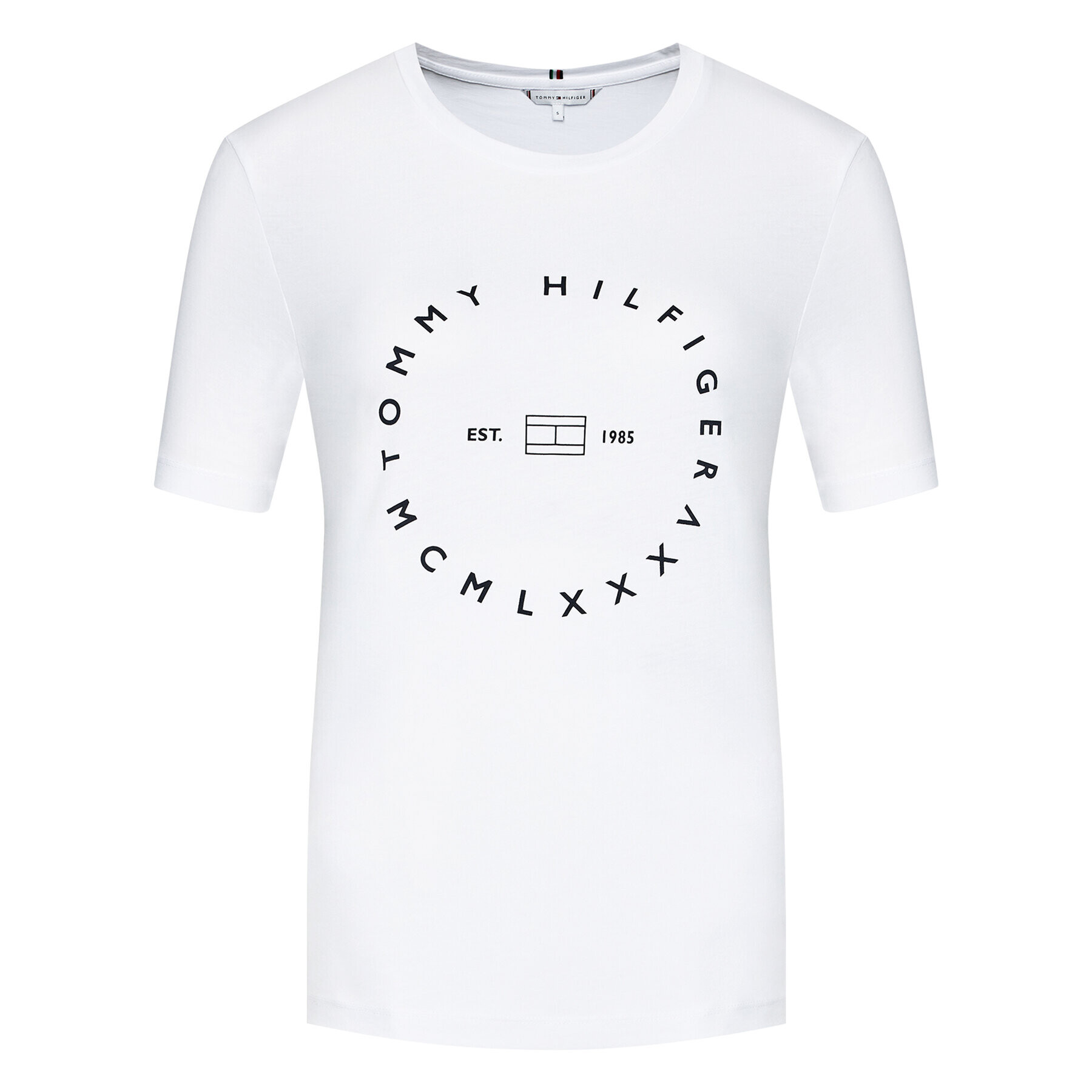 Tommy Hilfiger Тишърт Circle C-Nk WW0WW29584 Бял Regular Fit - Pepit.bg