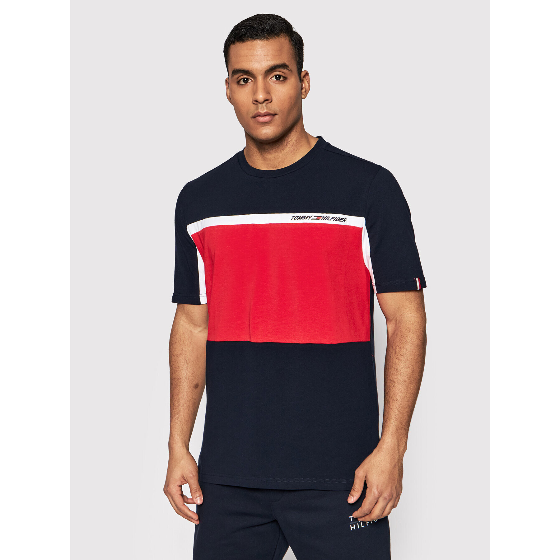 Tommy Hilfiger Тишърт Colorblocked MW0MW25078 Тъмносин Regular Fit - Pepit.bg