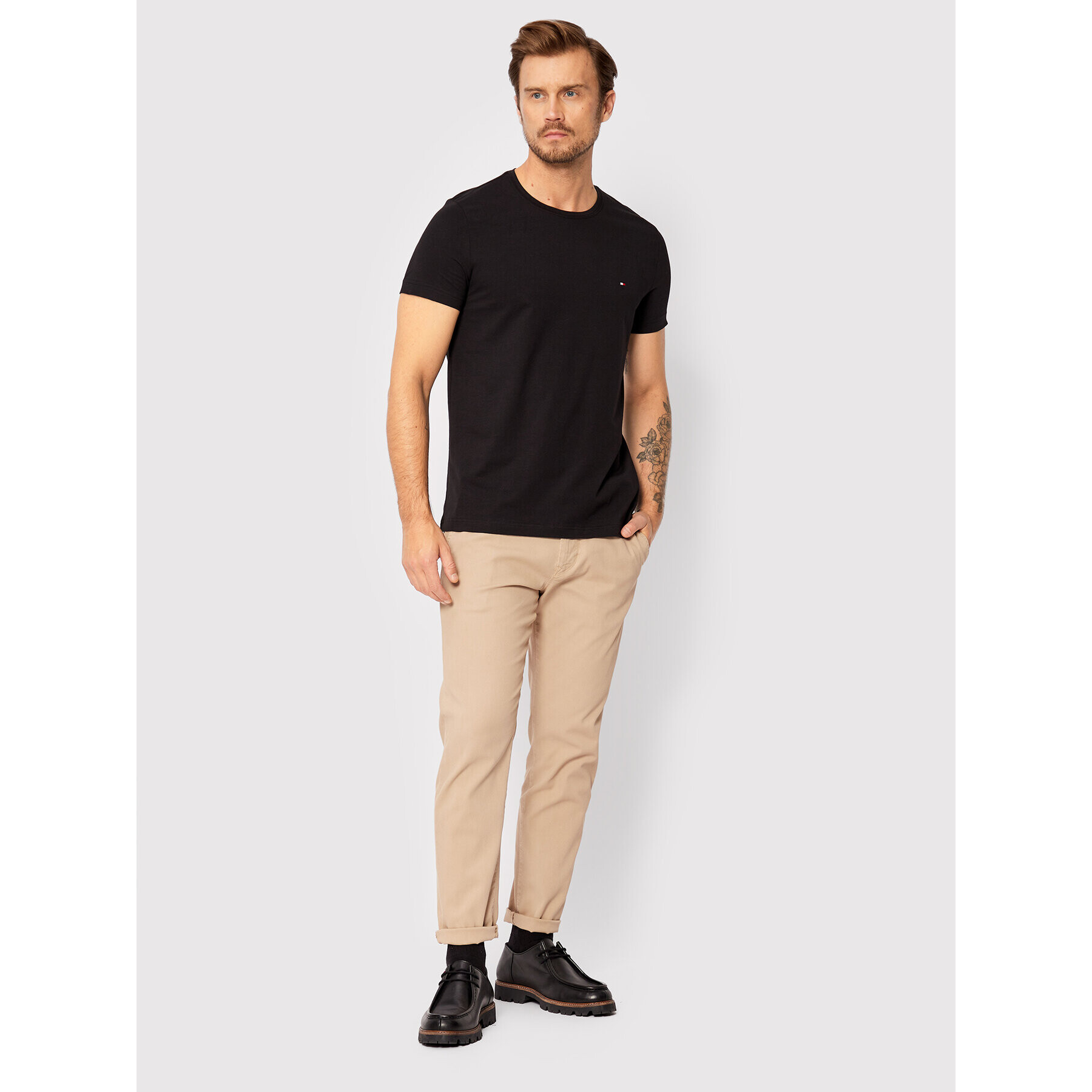 Tommy Hilfiger Тишърт Core Stretch MW0MW27539 Черен Slim Fit - Pepit.bg