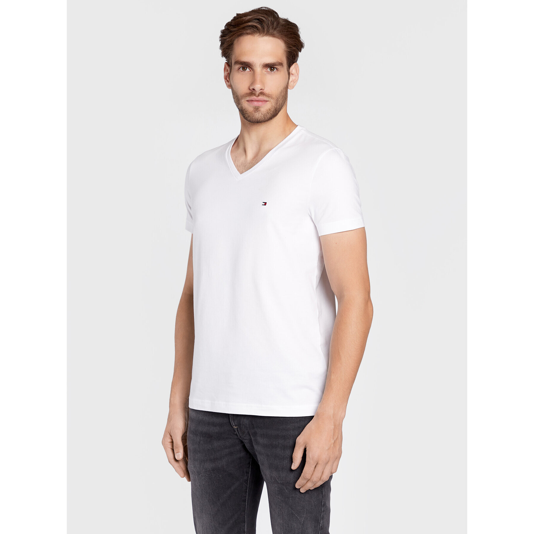 Tommy Hilfiger Тишърт Core Stretch MW0MW27540 Бял Slim Fit - Pepit.bg