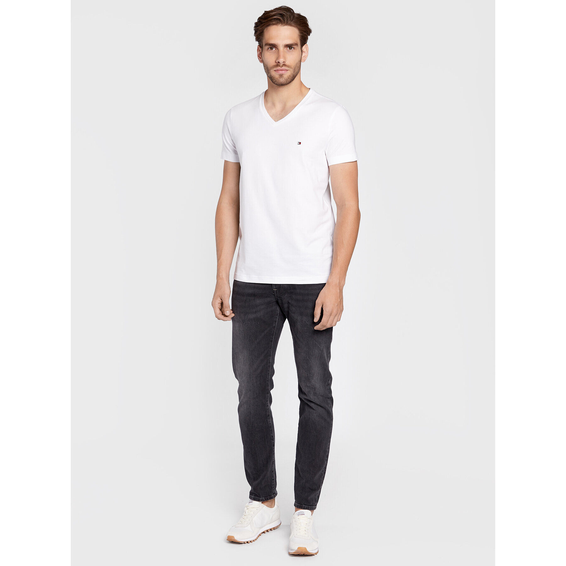 Tommy Hilfiger Тишърт Core Stretch MW0MW27540 Бял Slim Fit - Pepit.bg