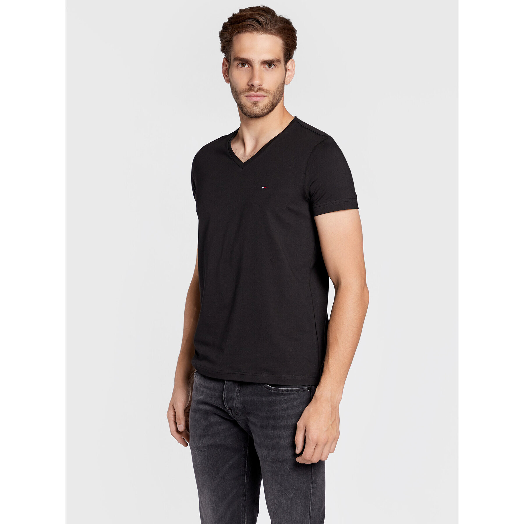 Tommy Hilfiger Тишърт Core Stretch MW0MW27540 Черен Slim Fit - Pepit.bg