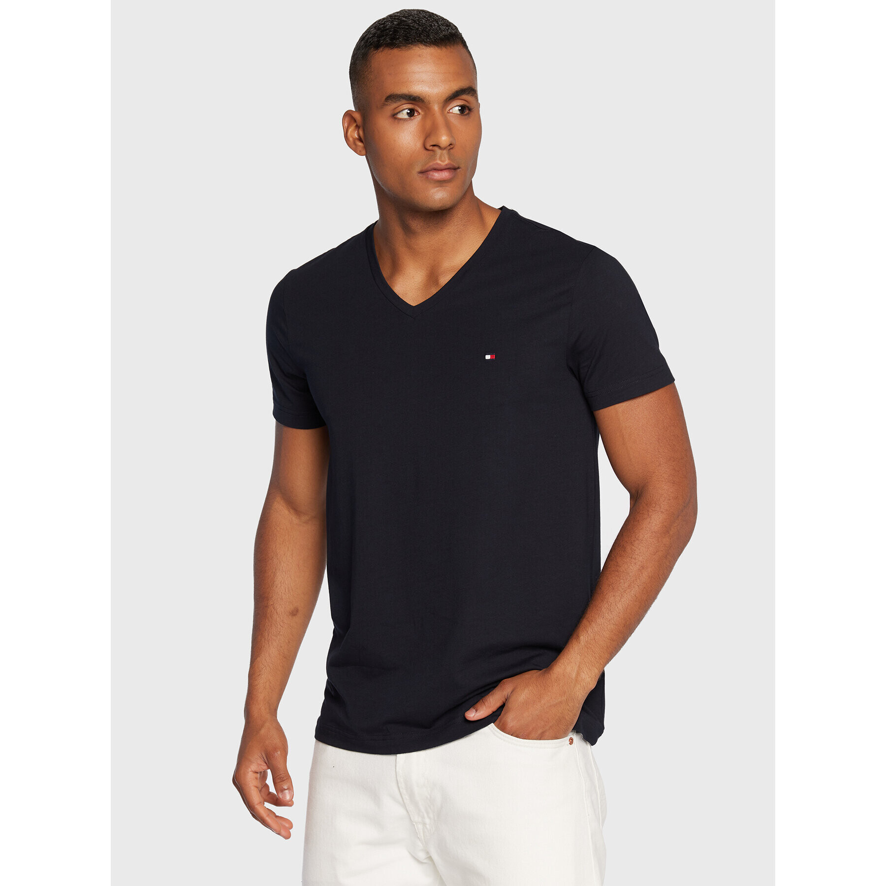 Tommy Hilfiger Тишърт Core Stretch MW0MW27540 Тъмносин Slim Fit - Pepit.bg