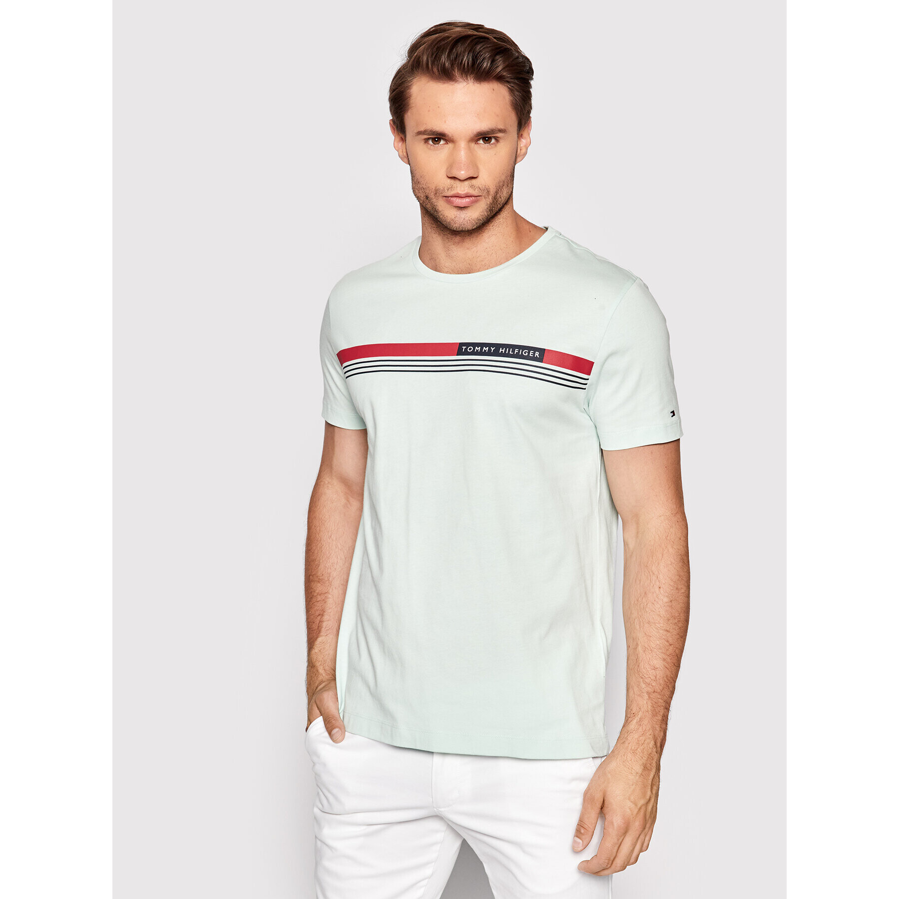 Tommy Hilfiger Тишърт Corp Chest Front Logo MW0MW24558 Зелен Regular Fit - Pepit.bg