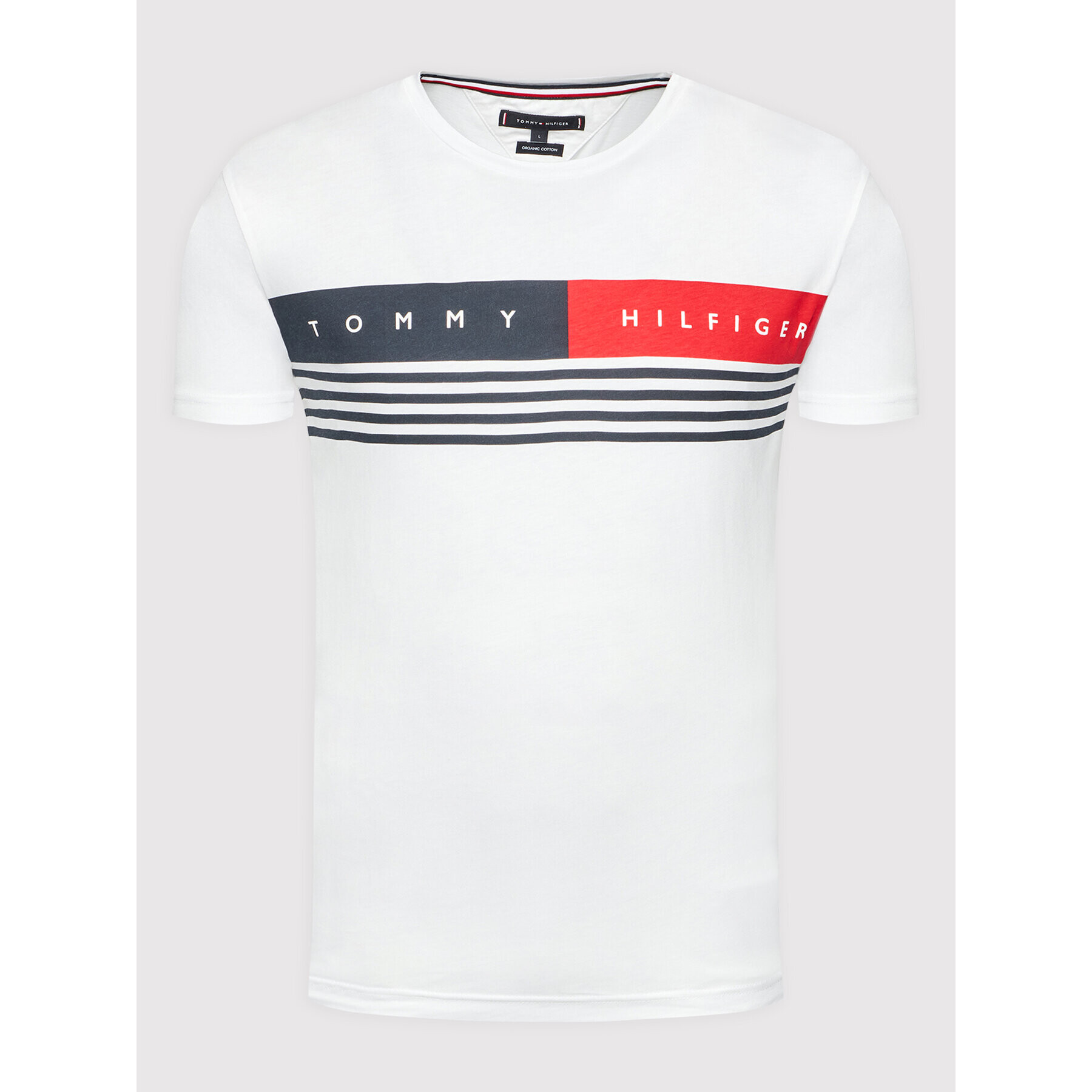 Tommy Hilfiger Тишърт Corp Chest Stripe MW0MW20327 Бял Regular Fit - Pepit.bg