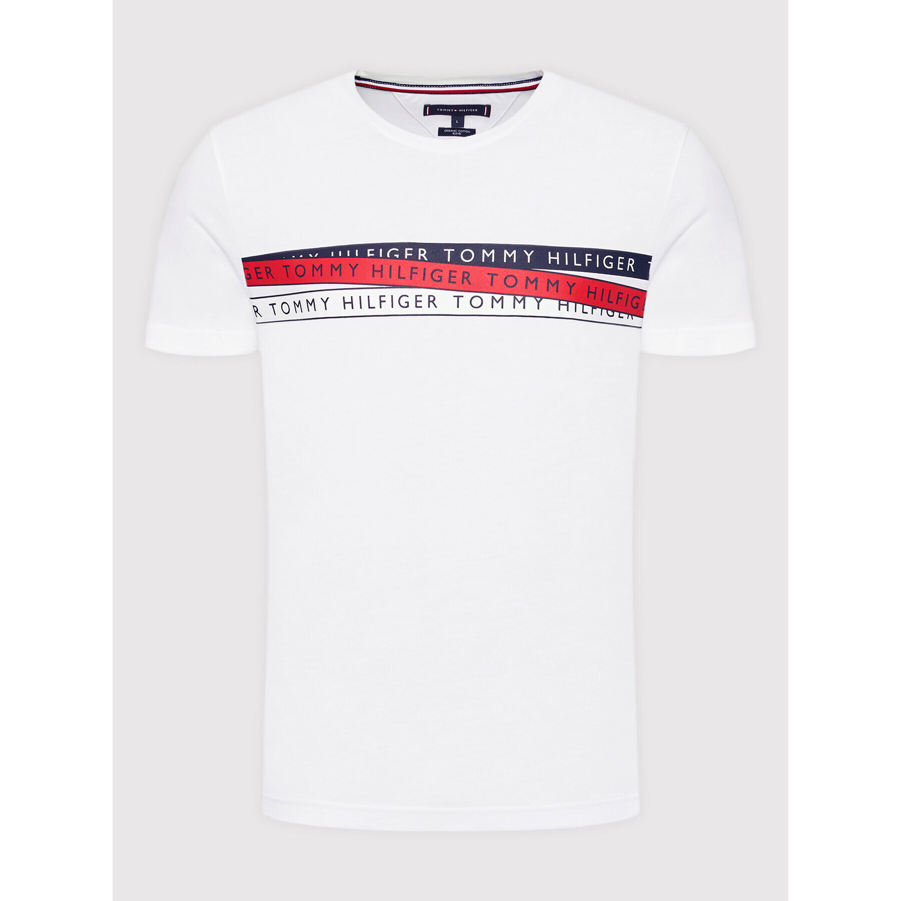 Tommy Hilfiger Тишърт Corp Chest Taping MW0MW24549 Бял Regular Fit - Pepit.bg