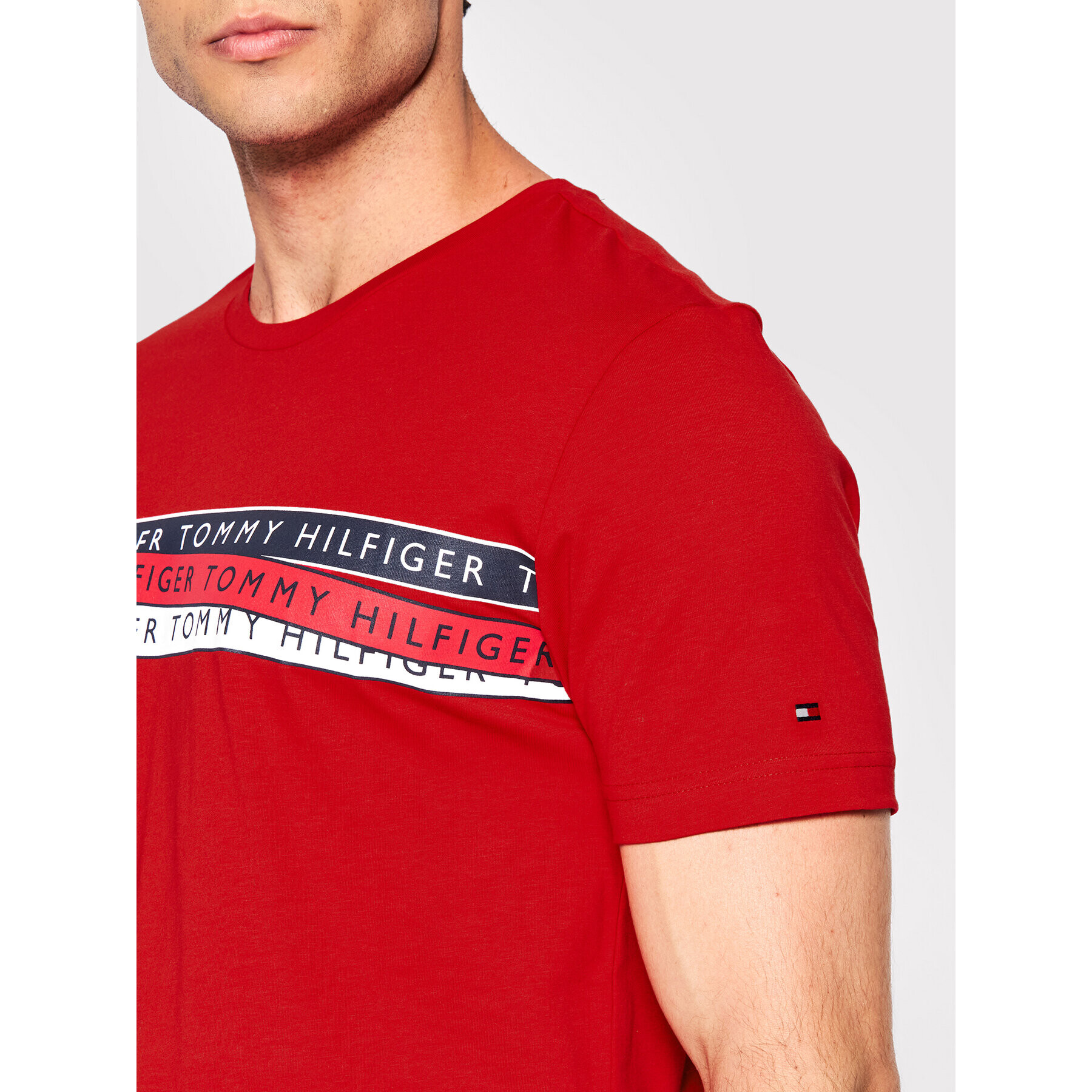 Tommy Hilfiger Тишърт Corp Chest Taping MW0MW24549 Червен Regular Fit - Pepit.bg